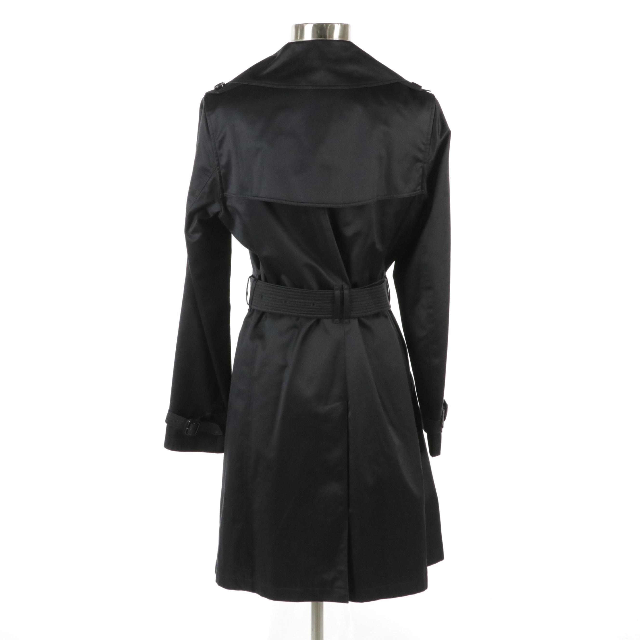 Burberry London Double-Breasted Trench Coat in Navy Cotton Sateen