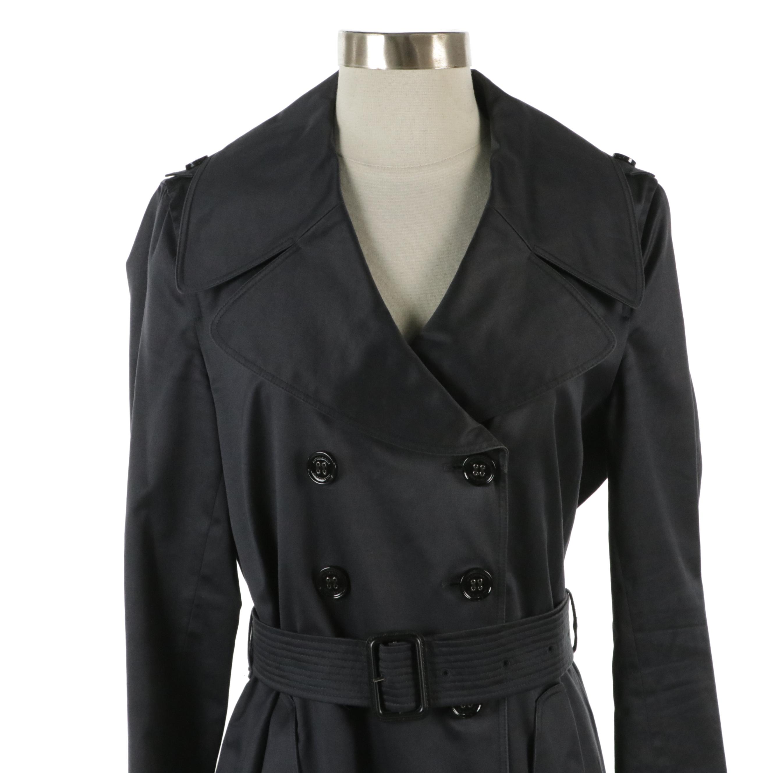 Burberry London Double-Breasted Trench Coat in Navy Cotton Sateen