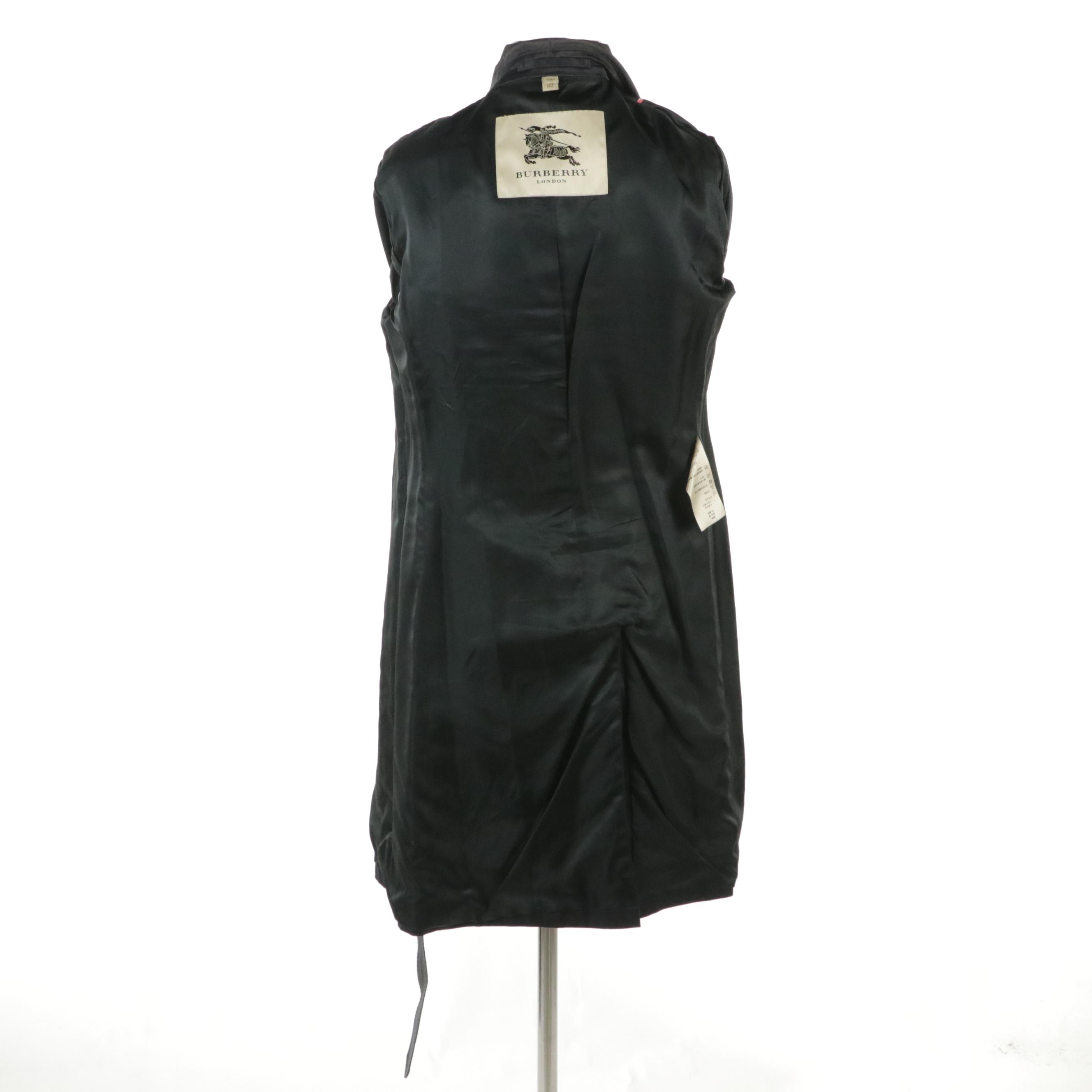 Burberry London Double-Breasted Trench Coat in Navy Cotton Sateen