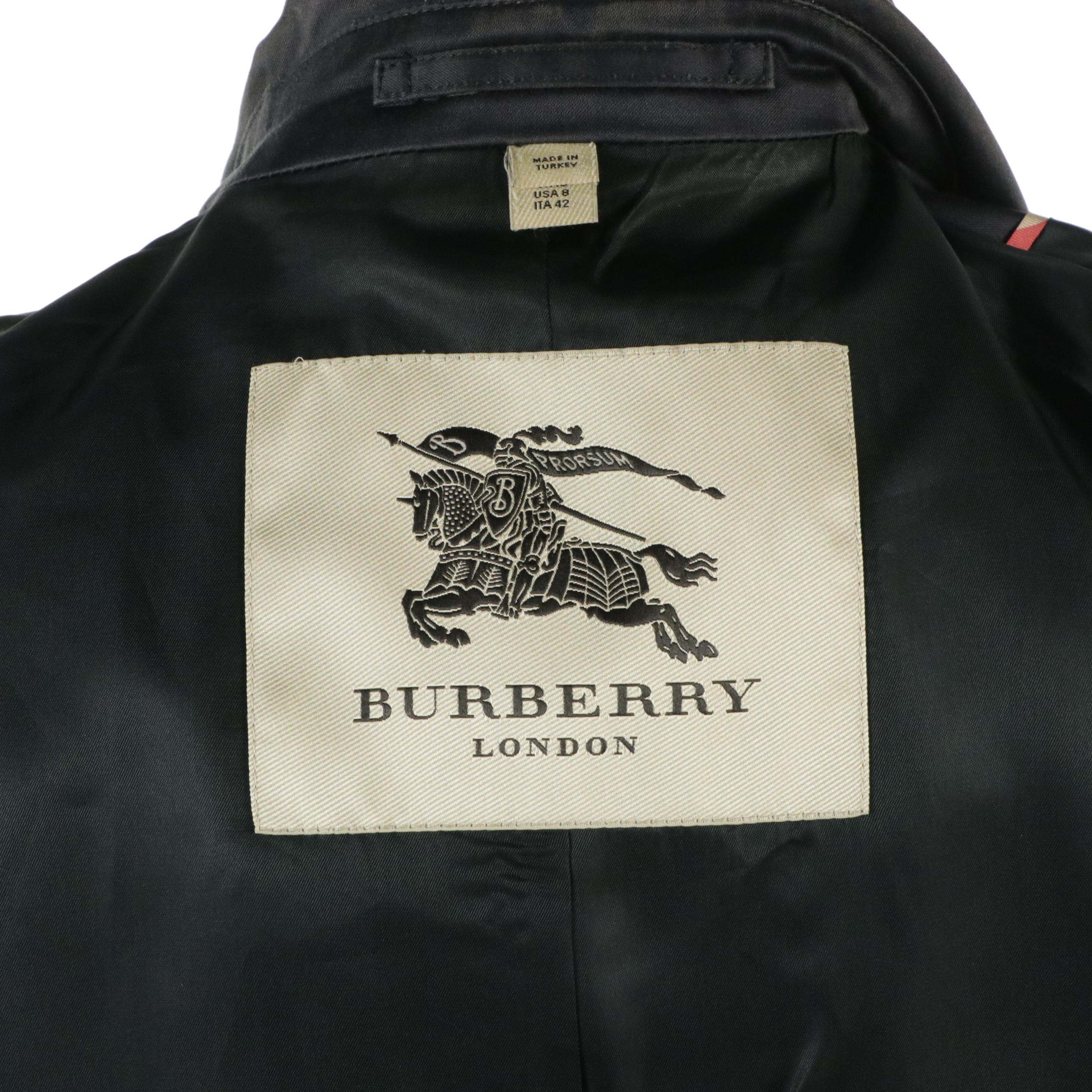 Burberry London Double-Breasted Trench Coat in Navy Cotton Sateen
