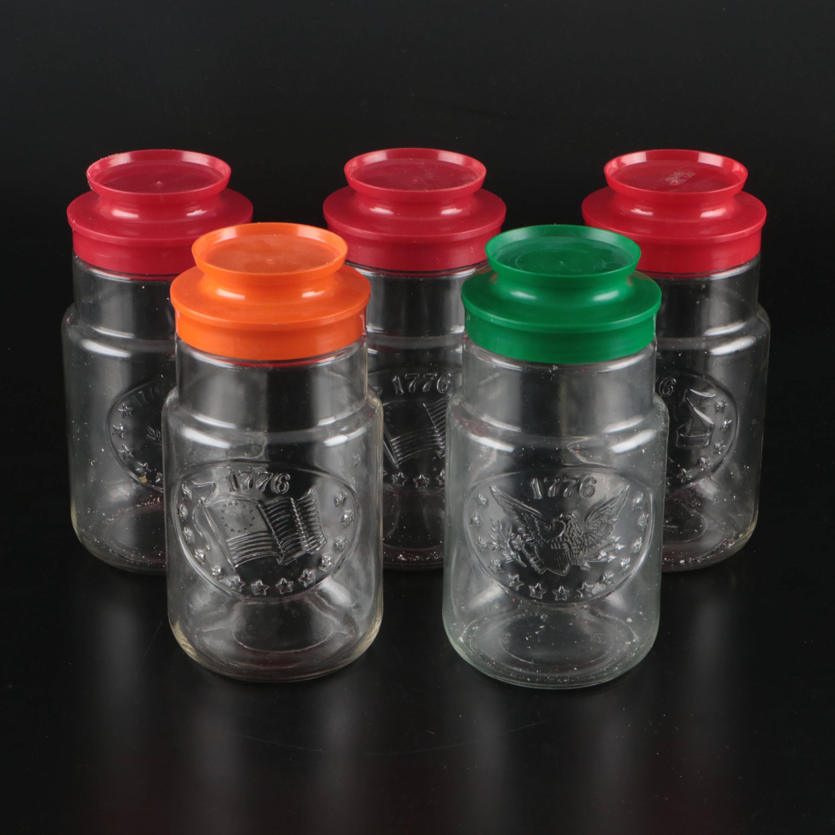 Anchor Hocking 1776 America Glass Canisters with Plastic Lids