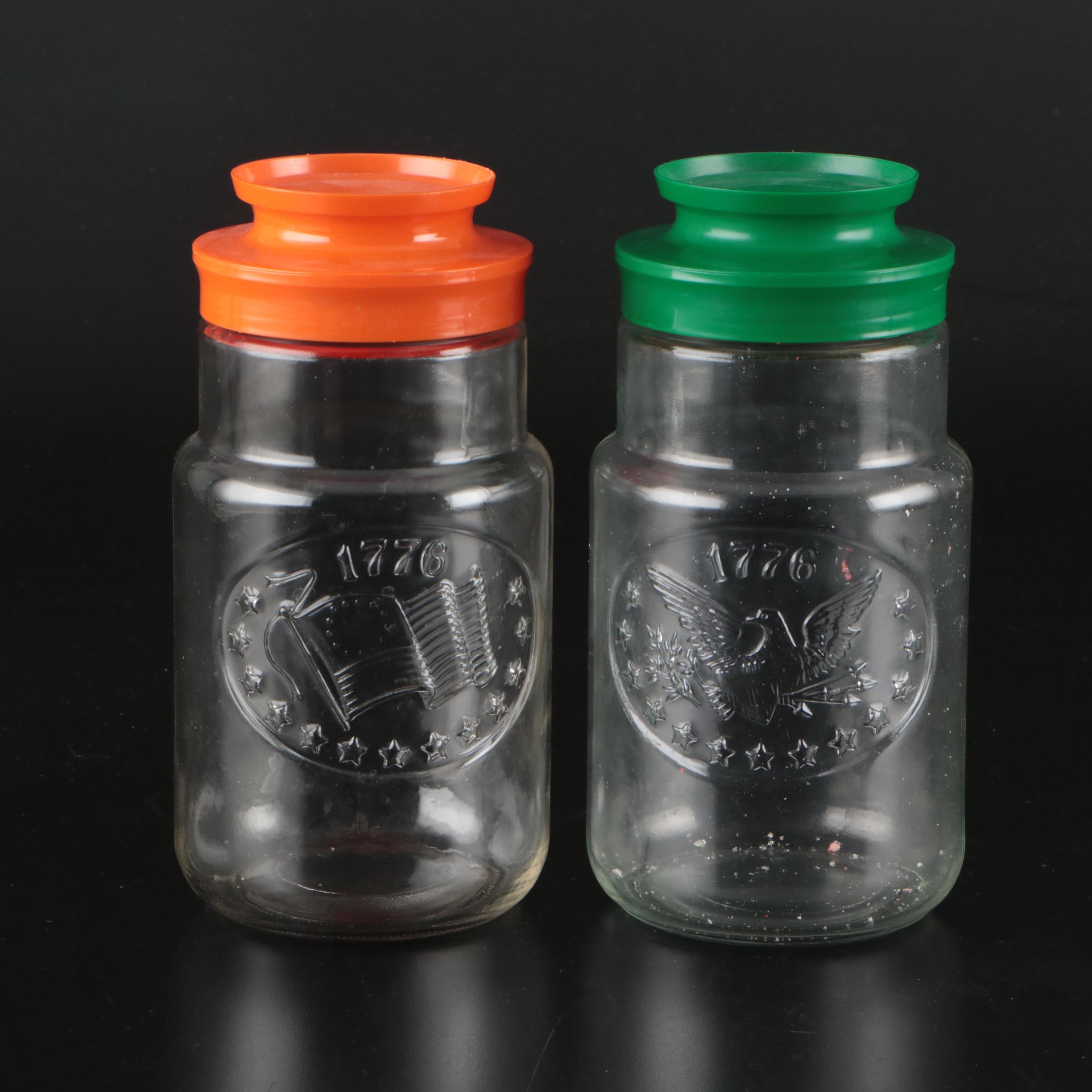 Anchor Hocking 1776 America Glass Canisters with Plastic Lids