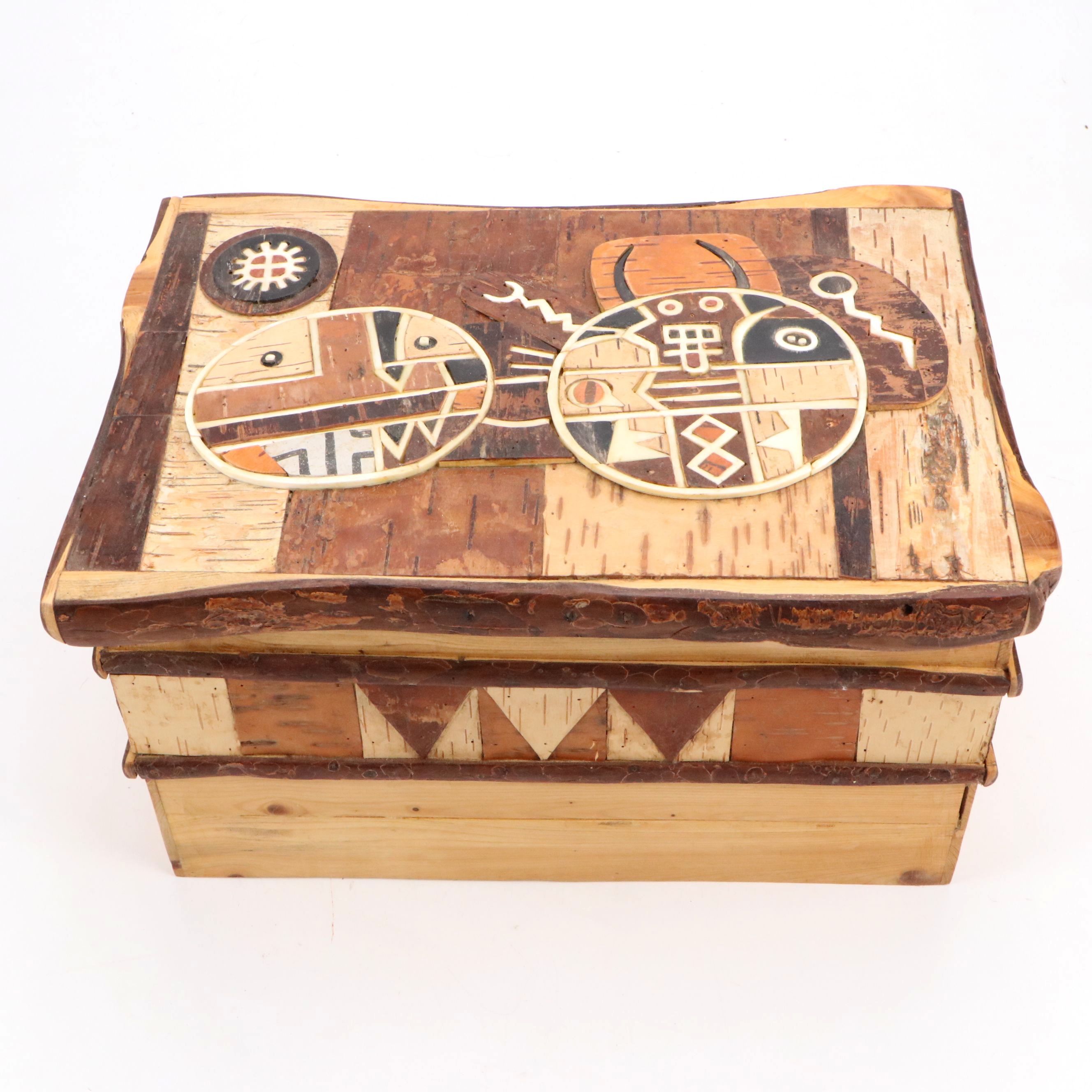 Handcrafted Birch, Sycamore and Pine Inlay Sculptural Box