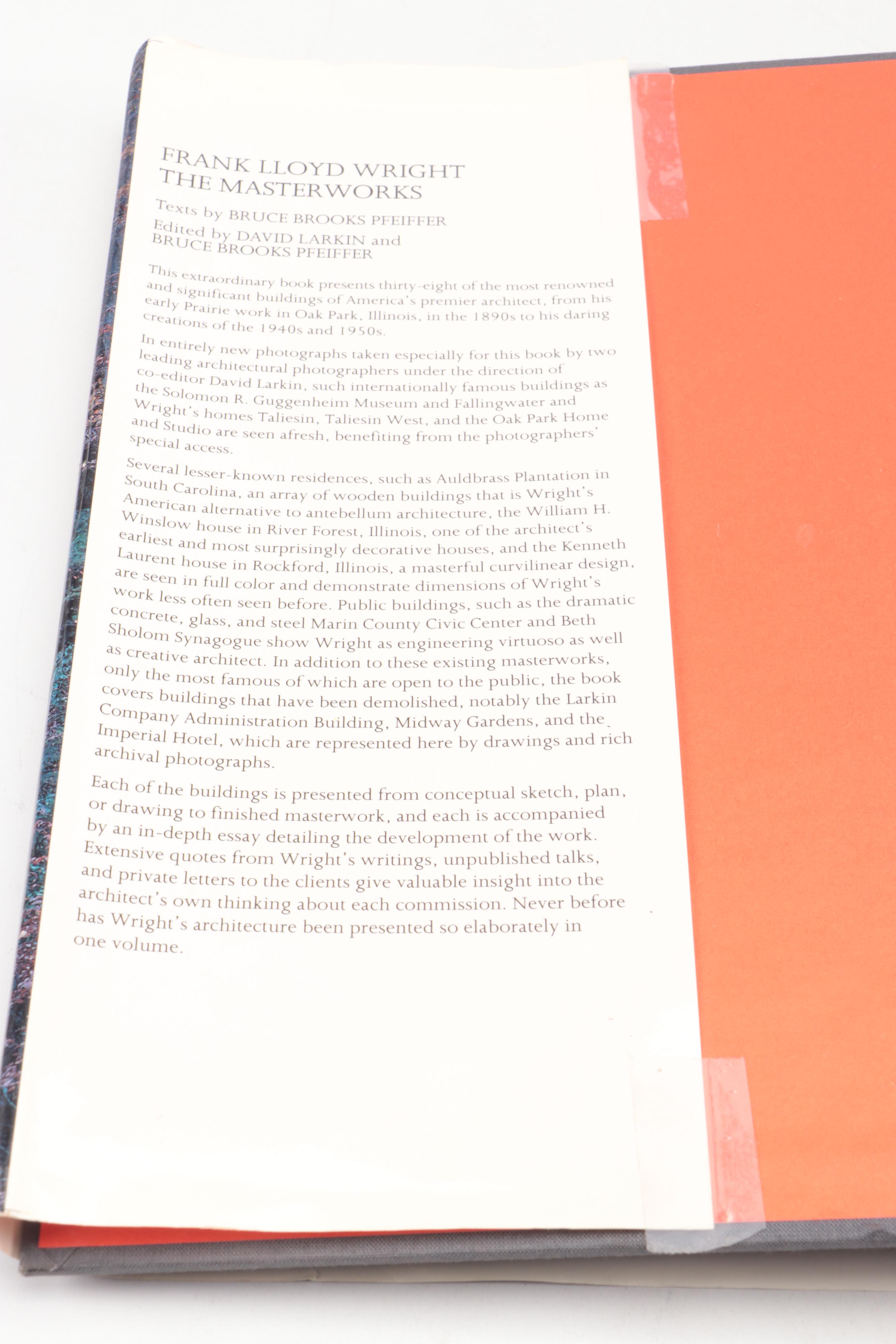 First Edition "Frank Lloyd Wright: The Masterworks" Edited by David Larkin, 1993