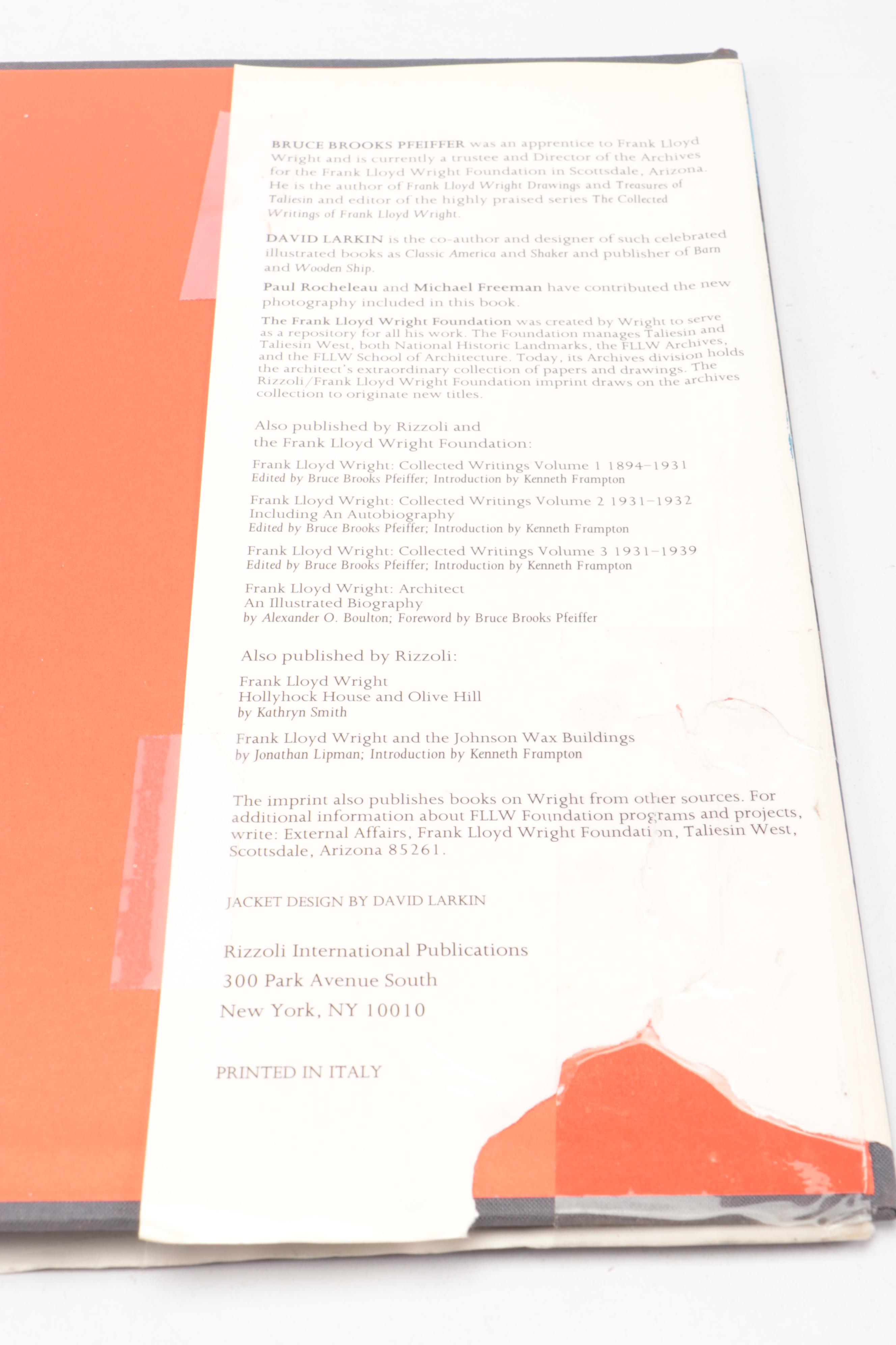 First Edition "Frank Lloyd Wright: The Masterworks" Edited by David Larkin, 1993