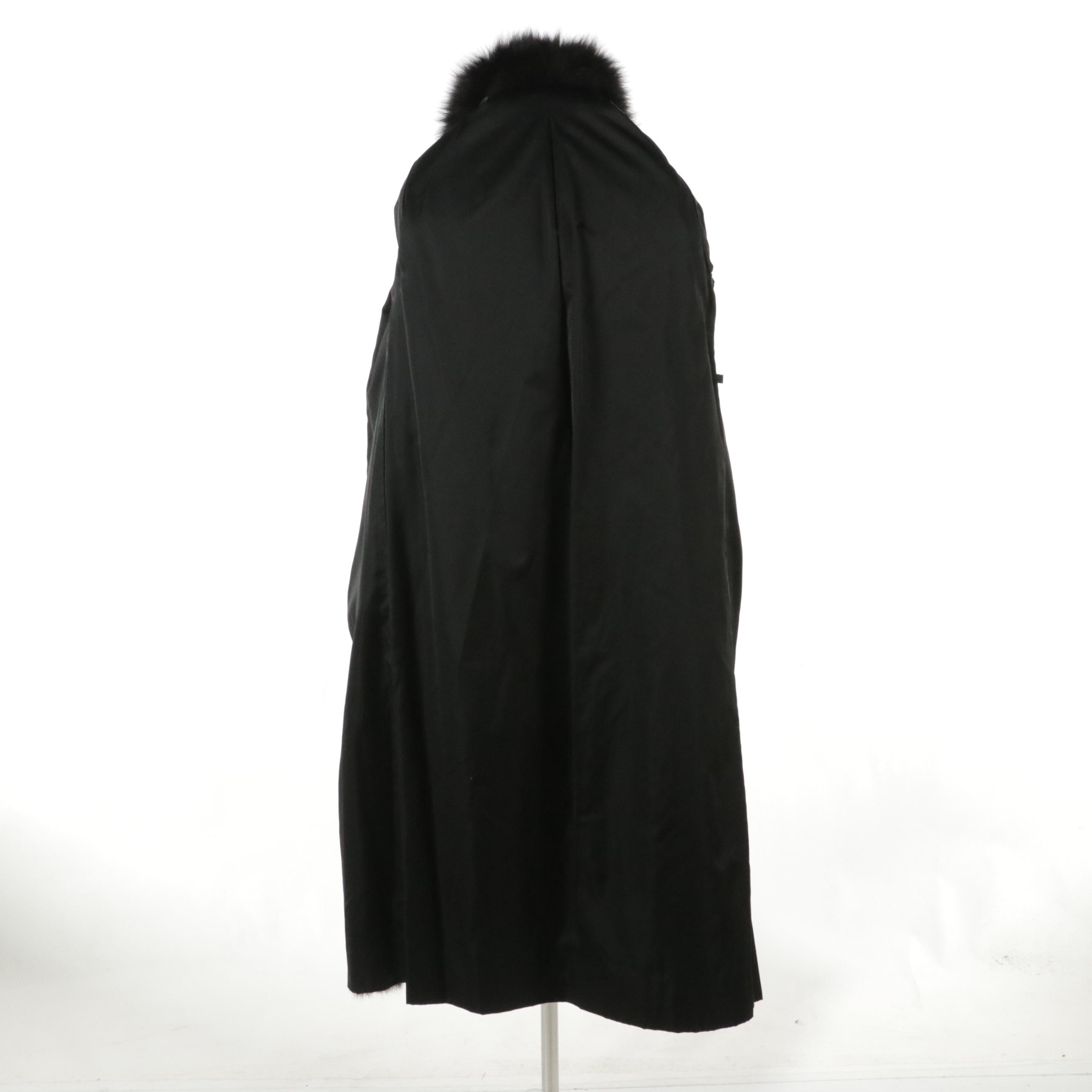Mink Fur Coat with Fox Fur Tuxedo Collar