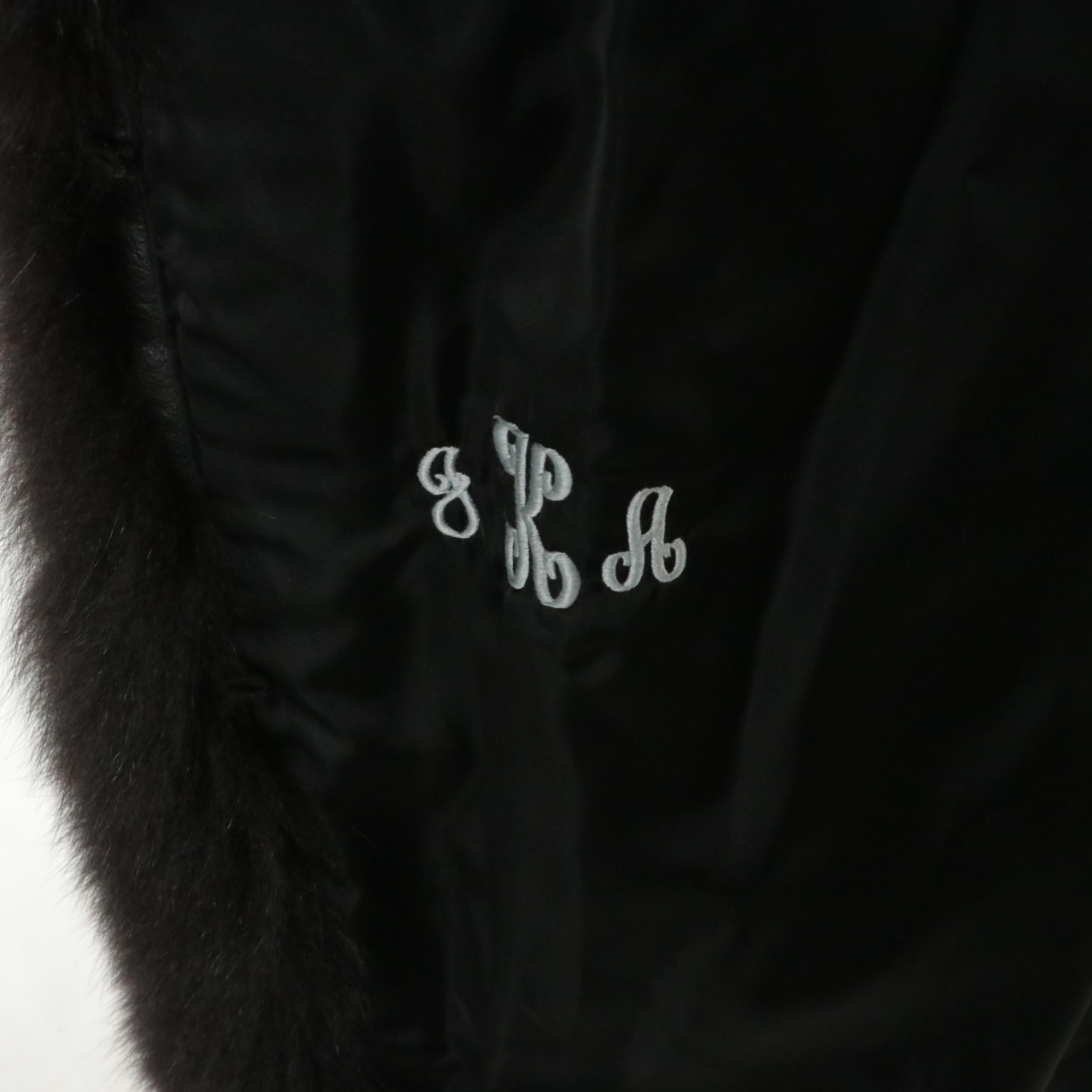 Mink Fur Coat with Fox Fur Tuxedo Collar