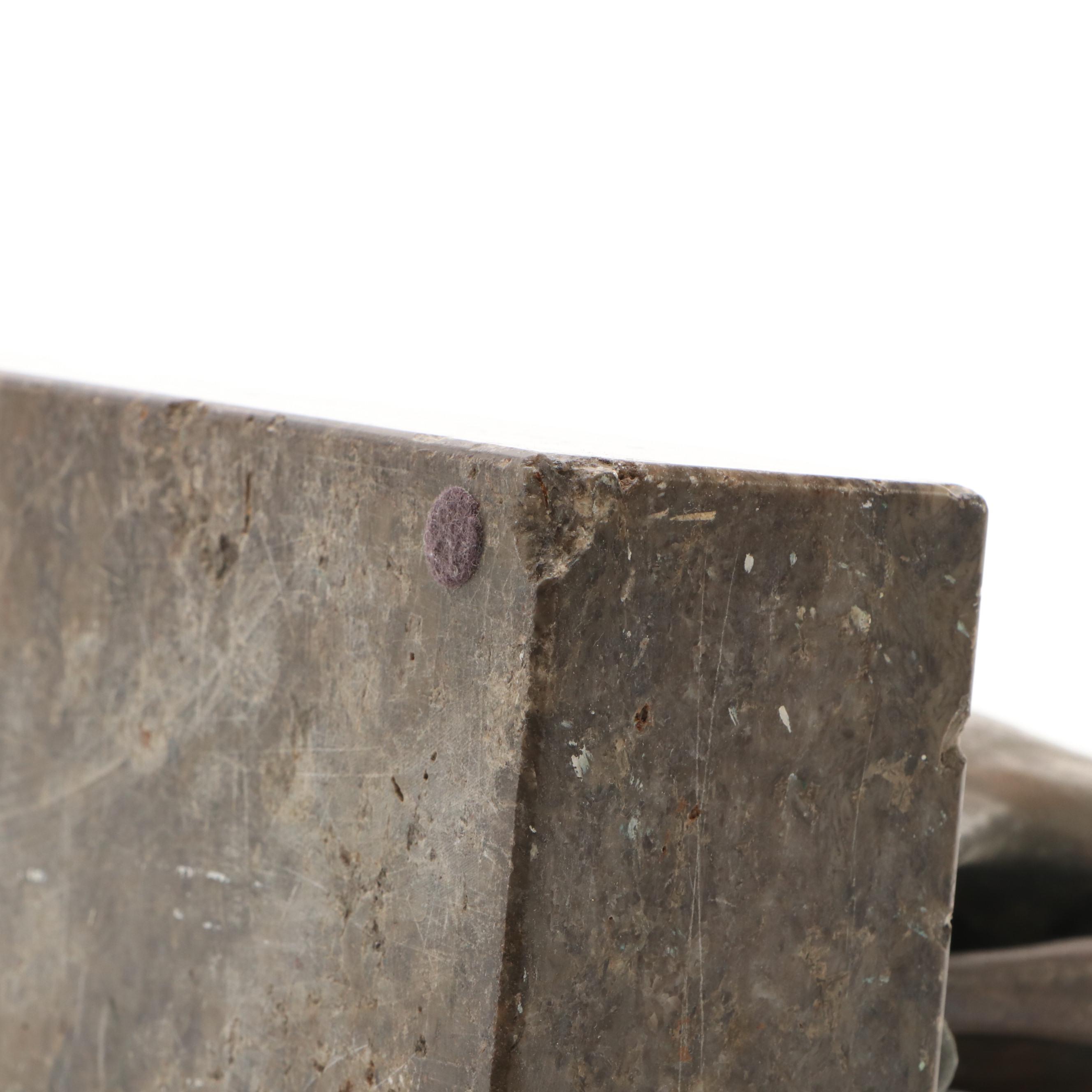 Bronzed Metal Medici Style Lion Sculpture on Stone Base