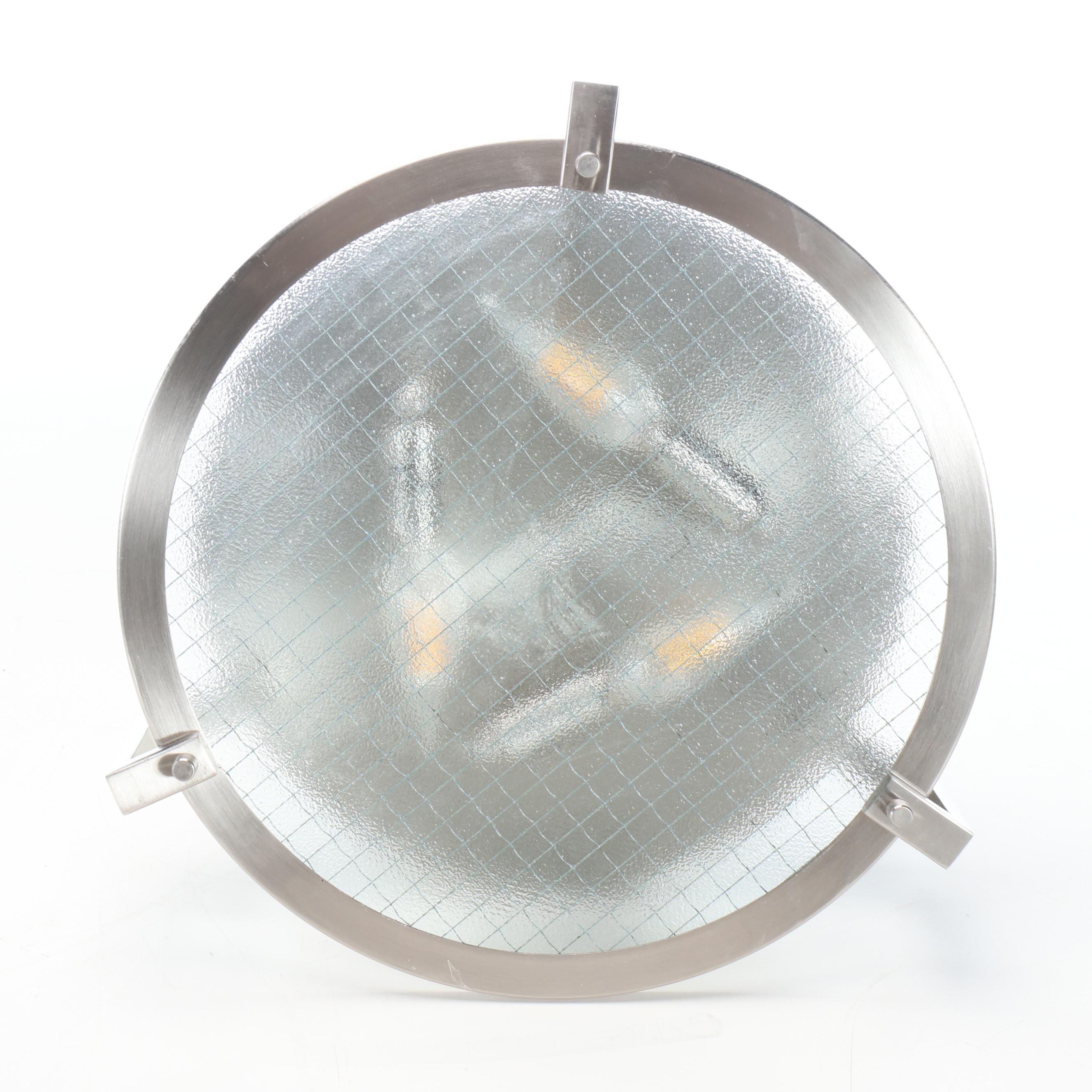 Nickel and Glass Ceiling Mount Lighting Fixture