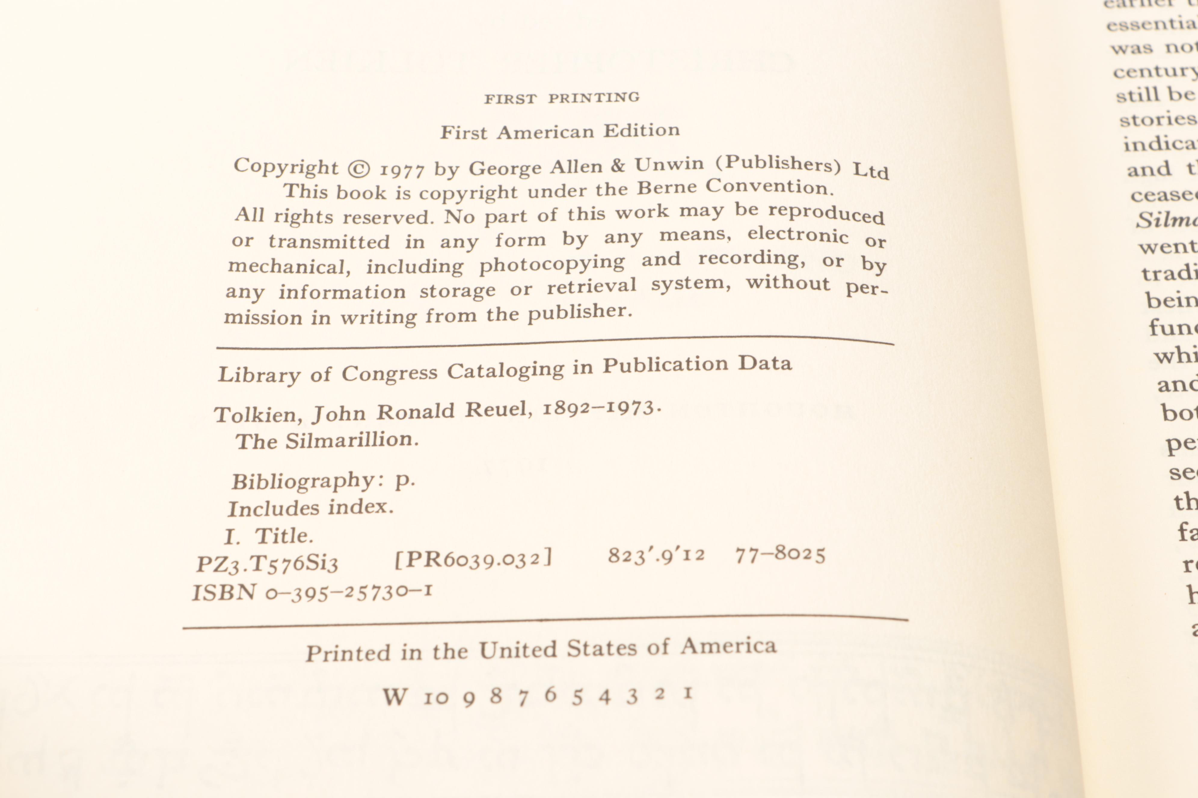 First American Printing "The Silmarillion" by J. R. R. Tolkien with Map, 1977