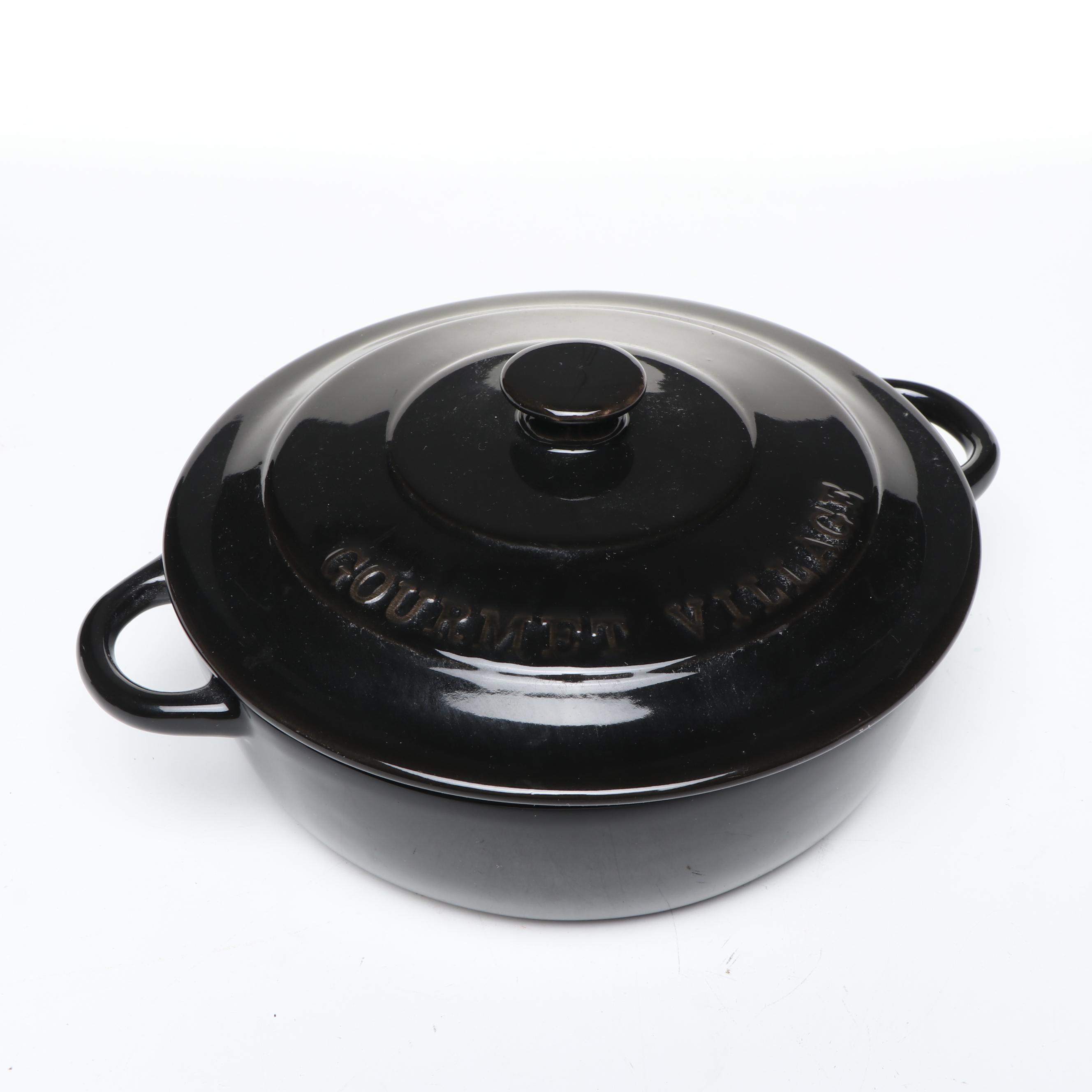 Dansk "Kobenstyle" and "Gourmet Village" Black Enameled Dutch Ovens