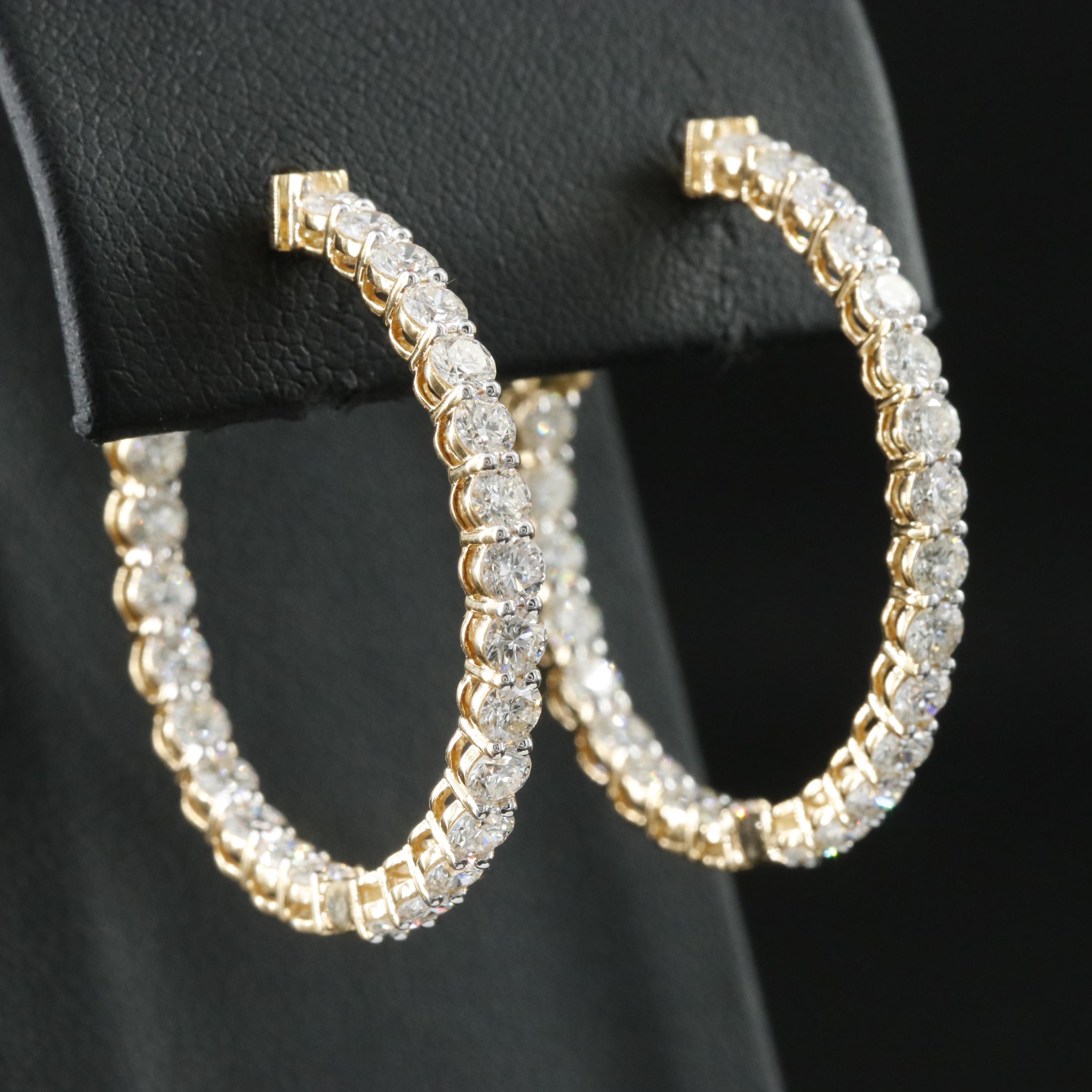14K 4.06 CTW Diamond Inside-Out Hoop Earrings