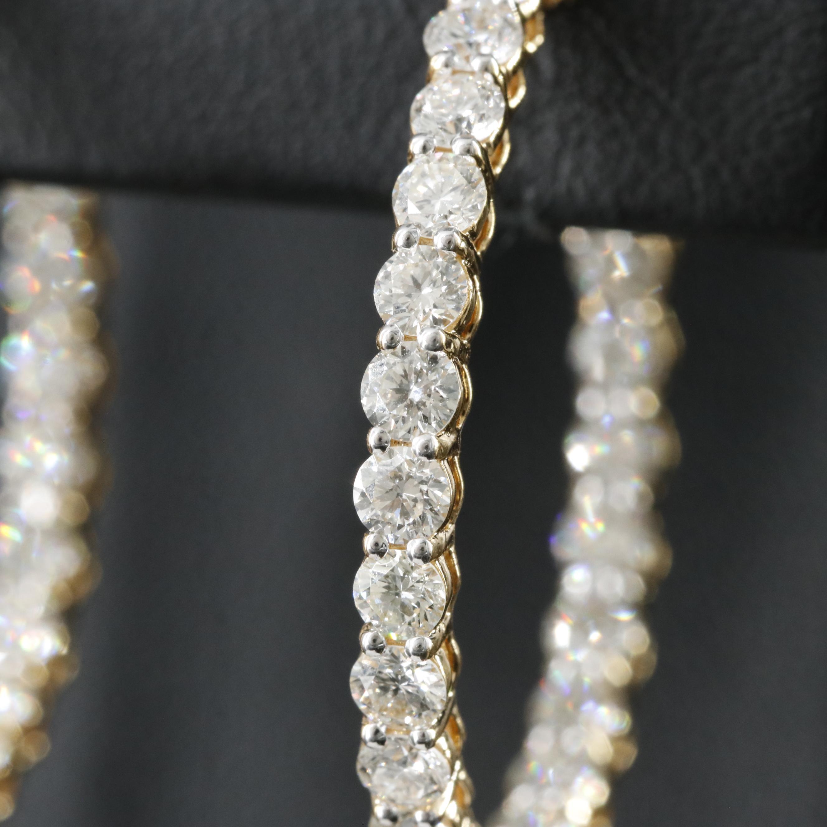 14K 4.06 CTW Diamond Inside-Out Hoop Earrings