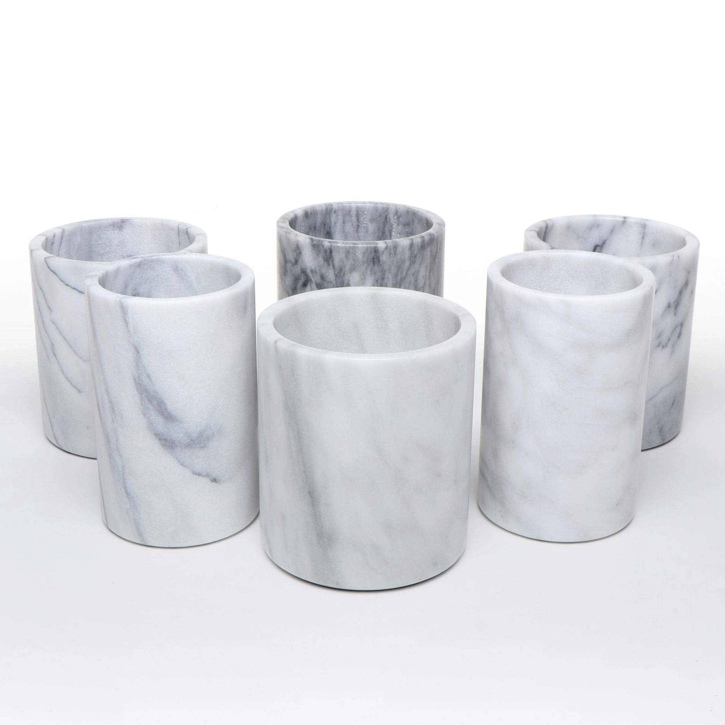 Crate & Barrel and Other Marble Cylindrical Planters