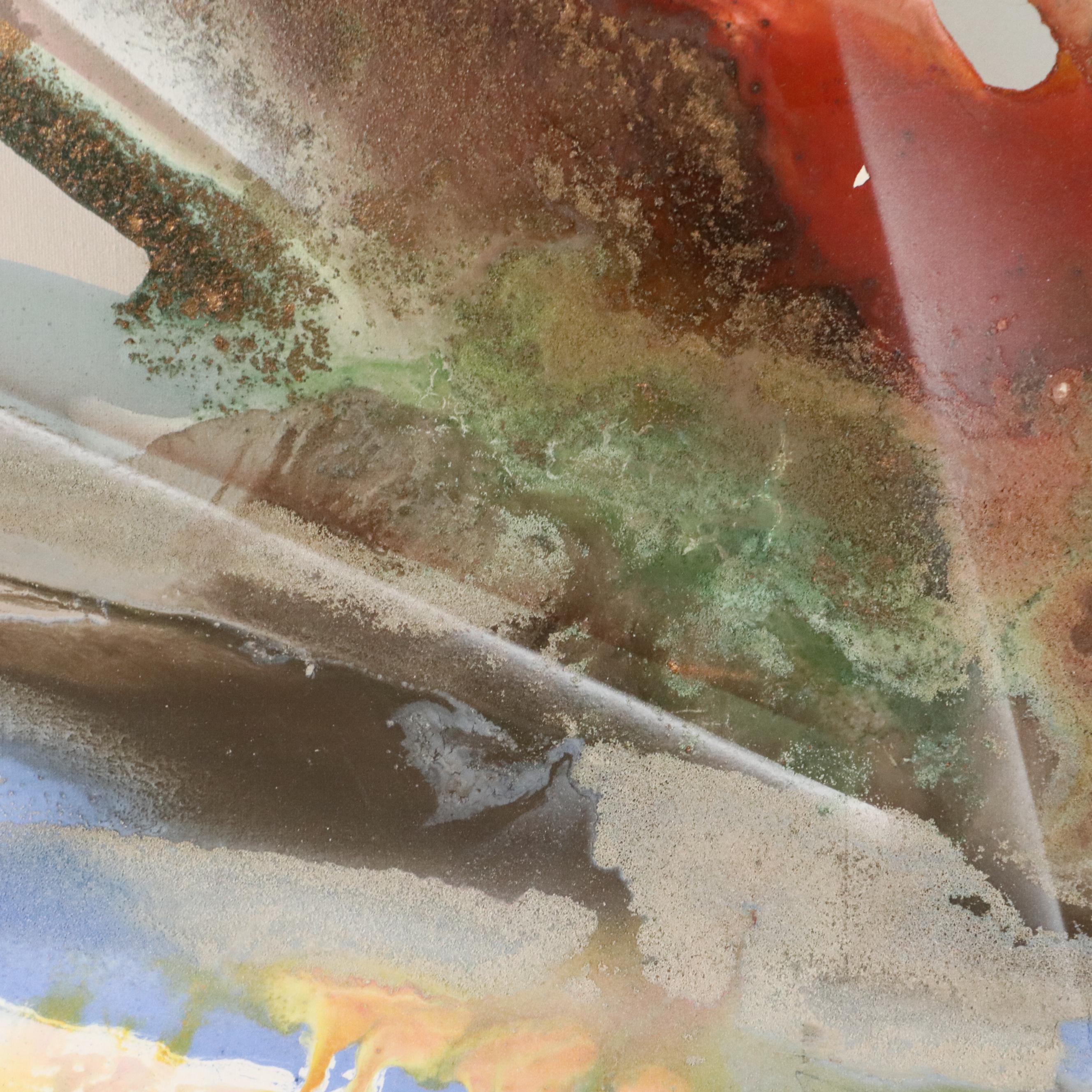 Elba Alvarez Mixed Media Abstract Color Field Painting, 1983