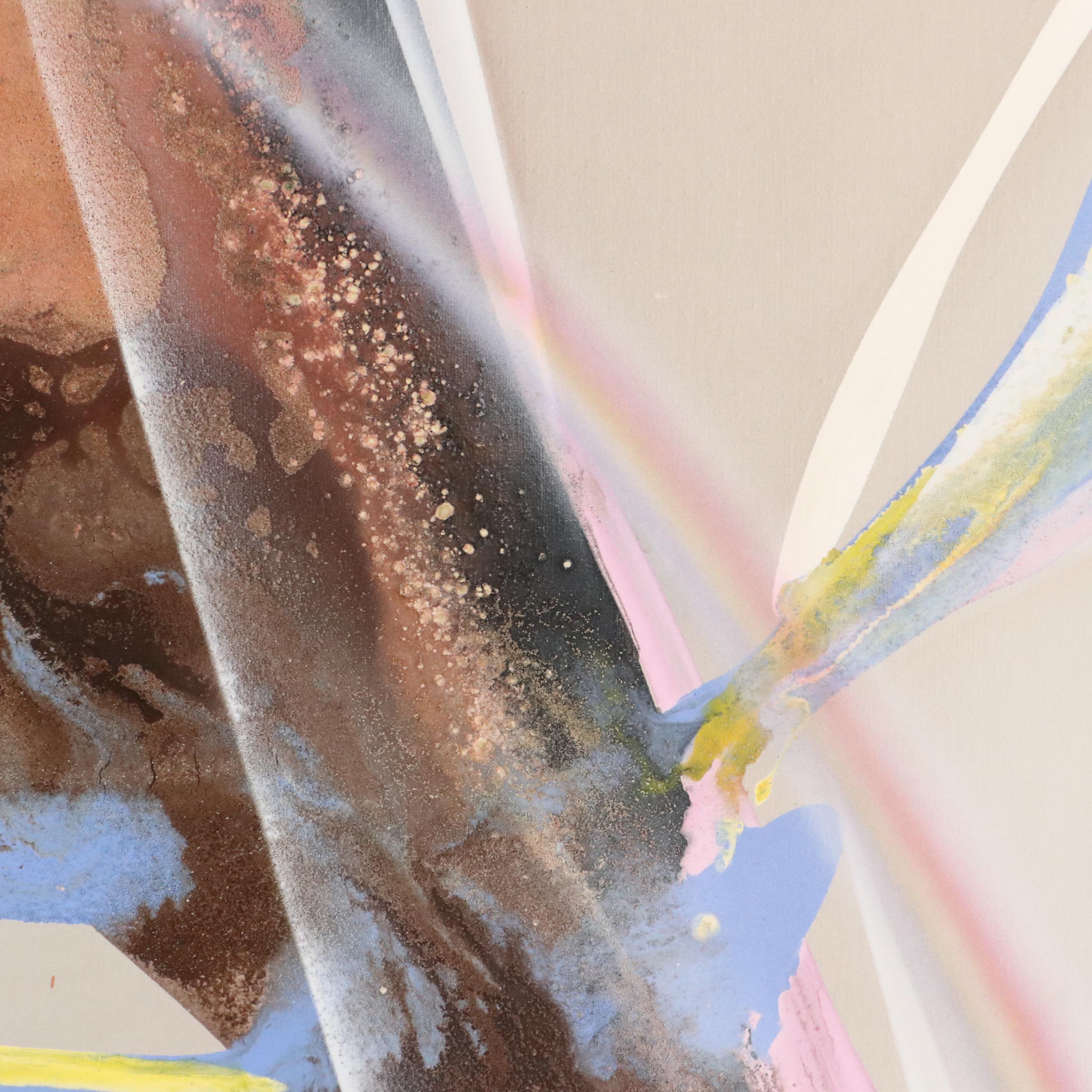 Elba Alvarez Mixed Media Abstract Color Field Painting, 1983