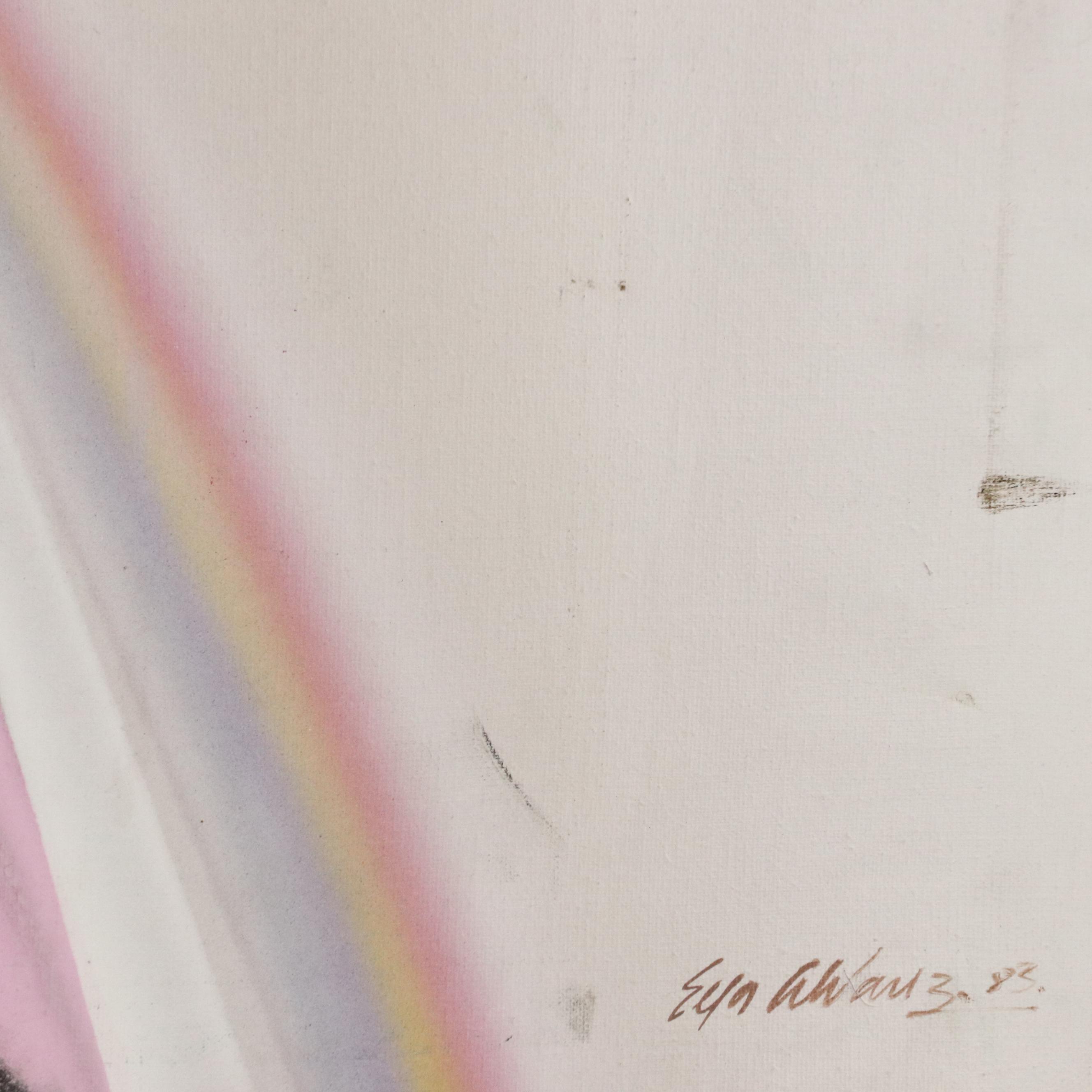 Elba Alvarez Mixed Media Abstract Color Field Painting, 1983