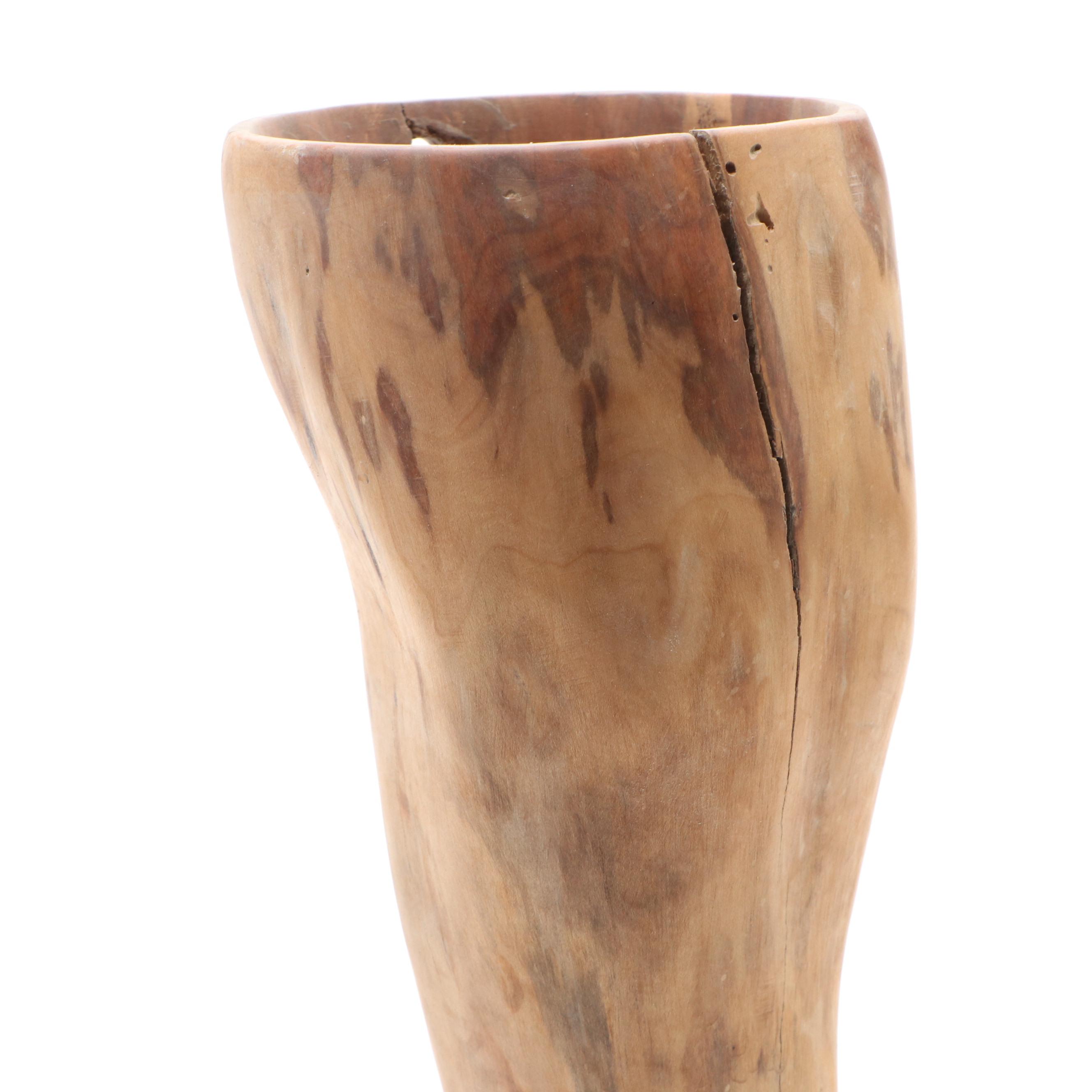 Robert Beaven Folk Art Style Bone Footed Wood Vase