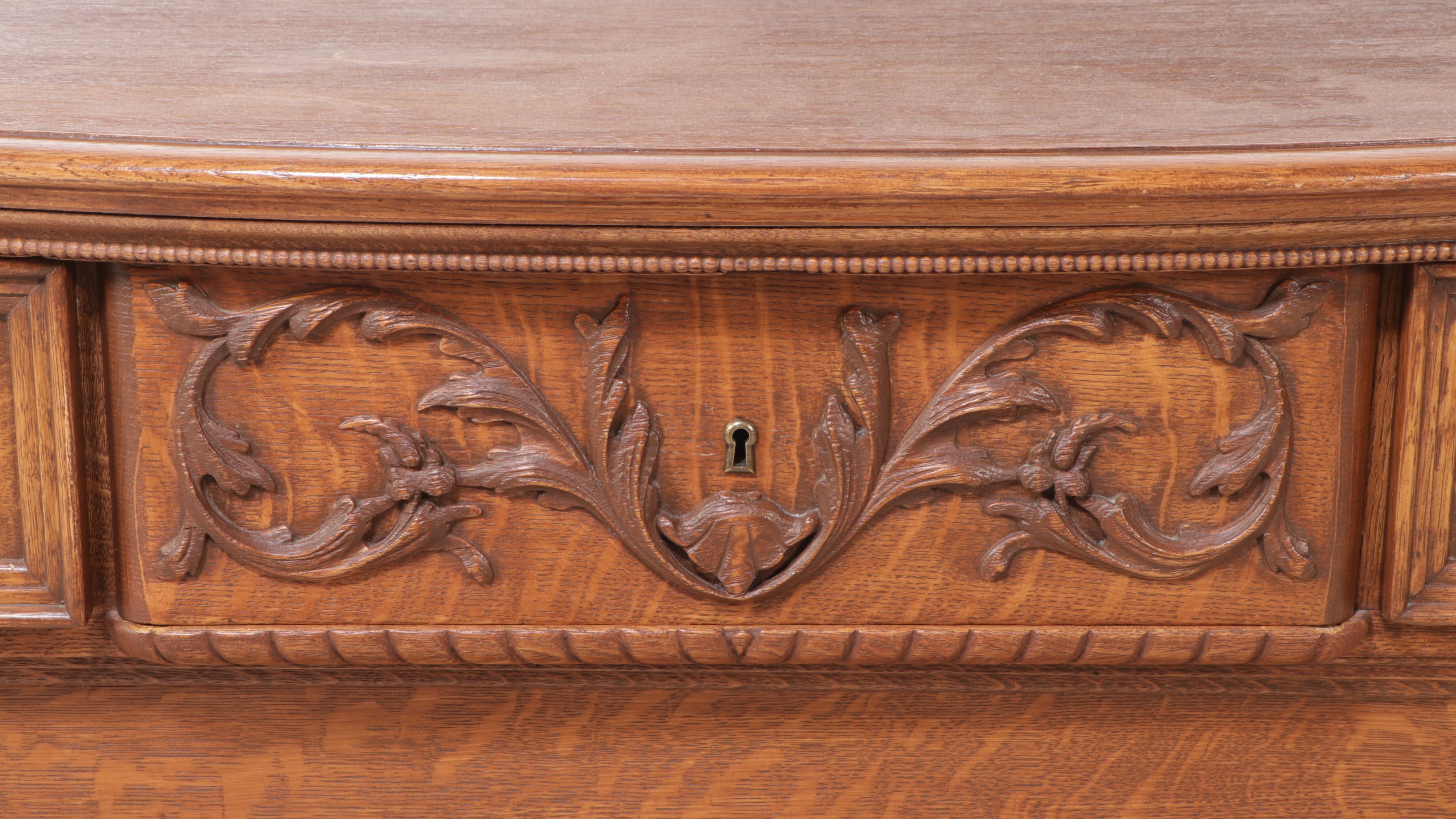 Victorian Rococo Revival Style Oak Dresser, Late 19th/Early 20th Century