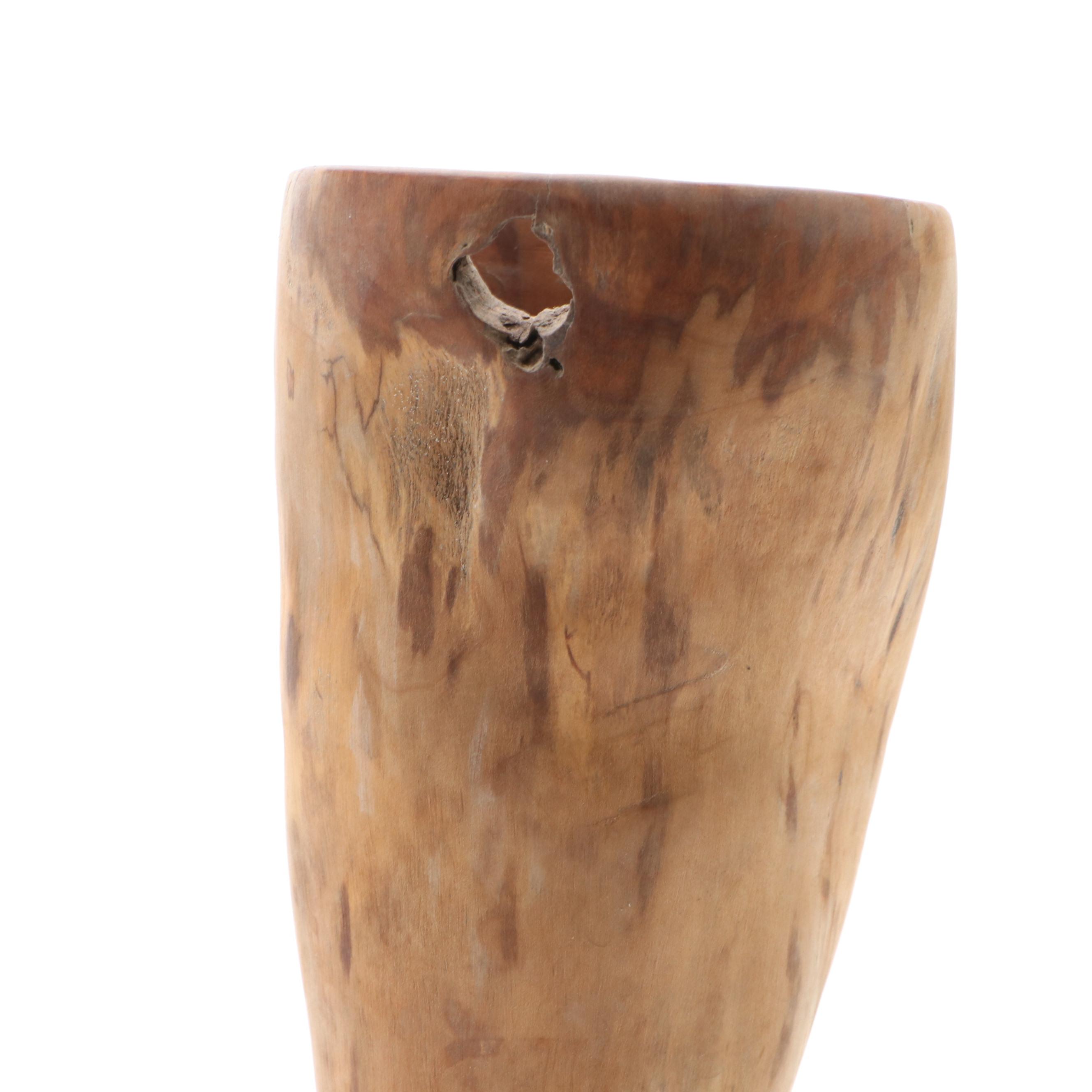 Robert Beaven Folk Art Style Bone Footed Wood Vase