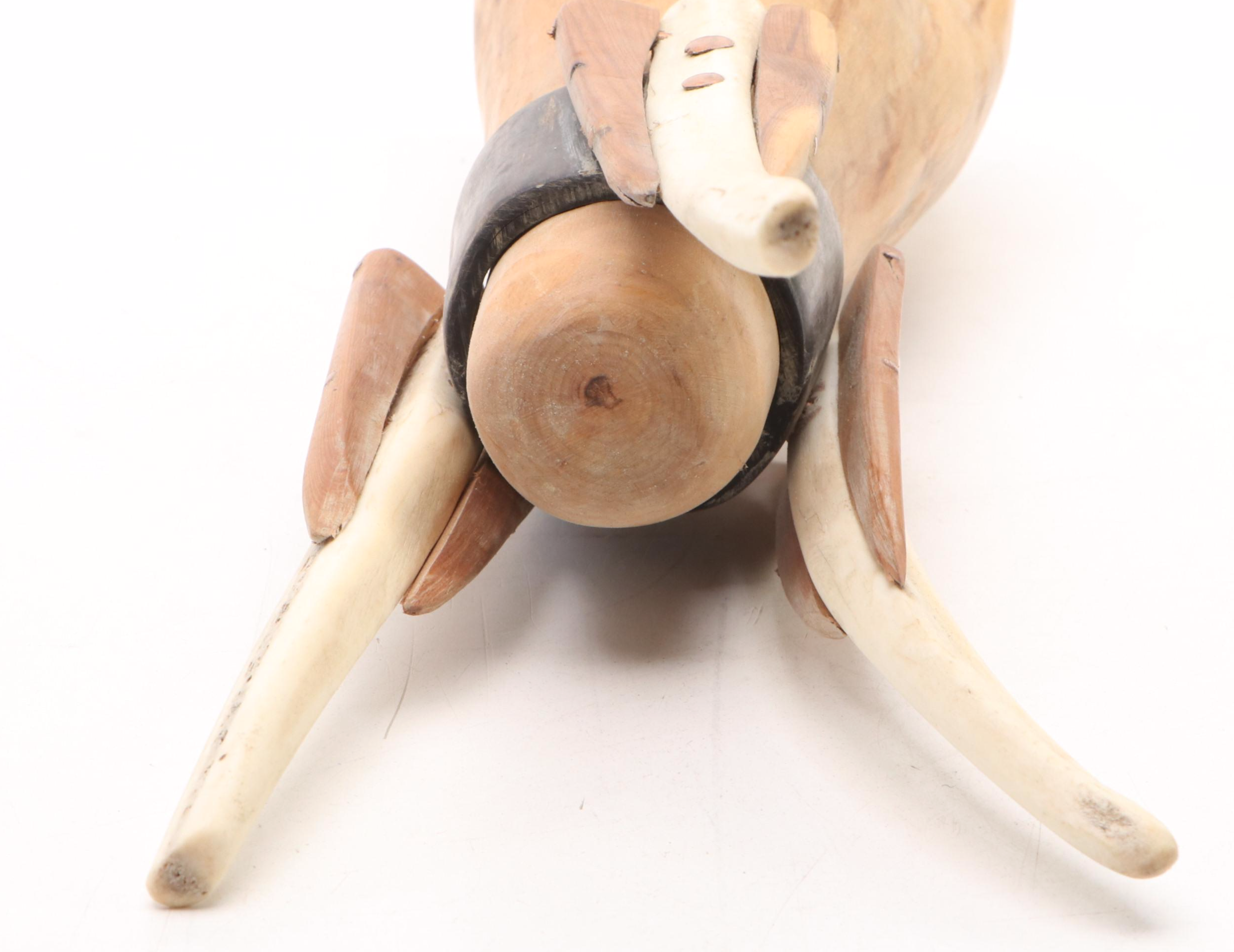 Robert Beaven Folk Art Style Bone Footed Wood Vase