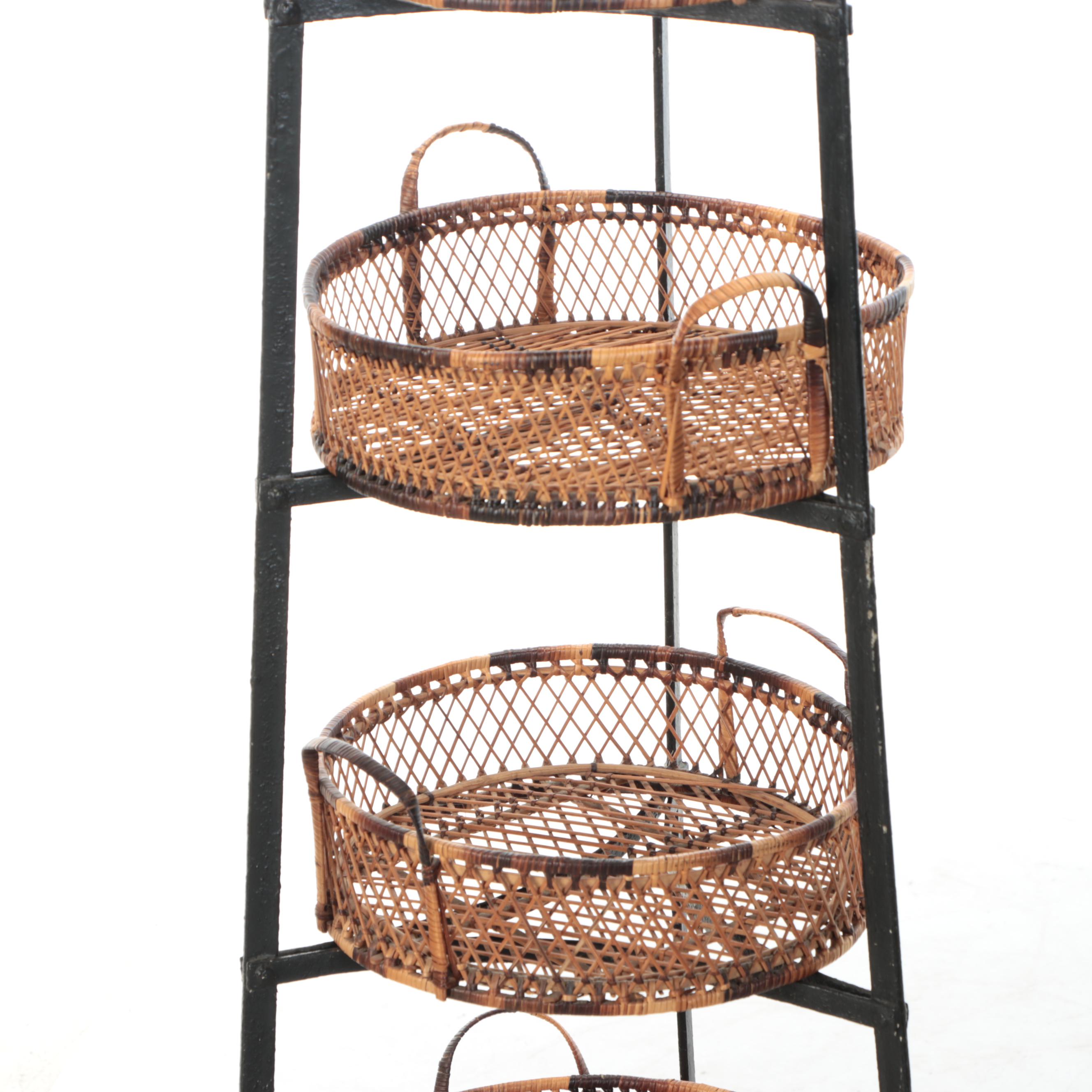 French Provincial Style Four-Tier Metal Corner Pot Rack
