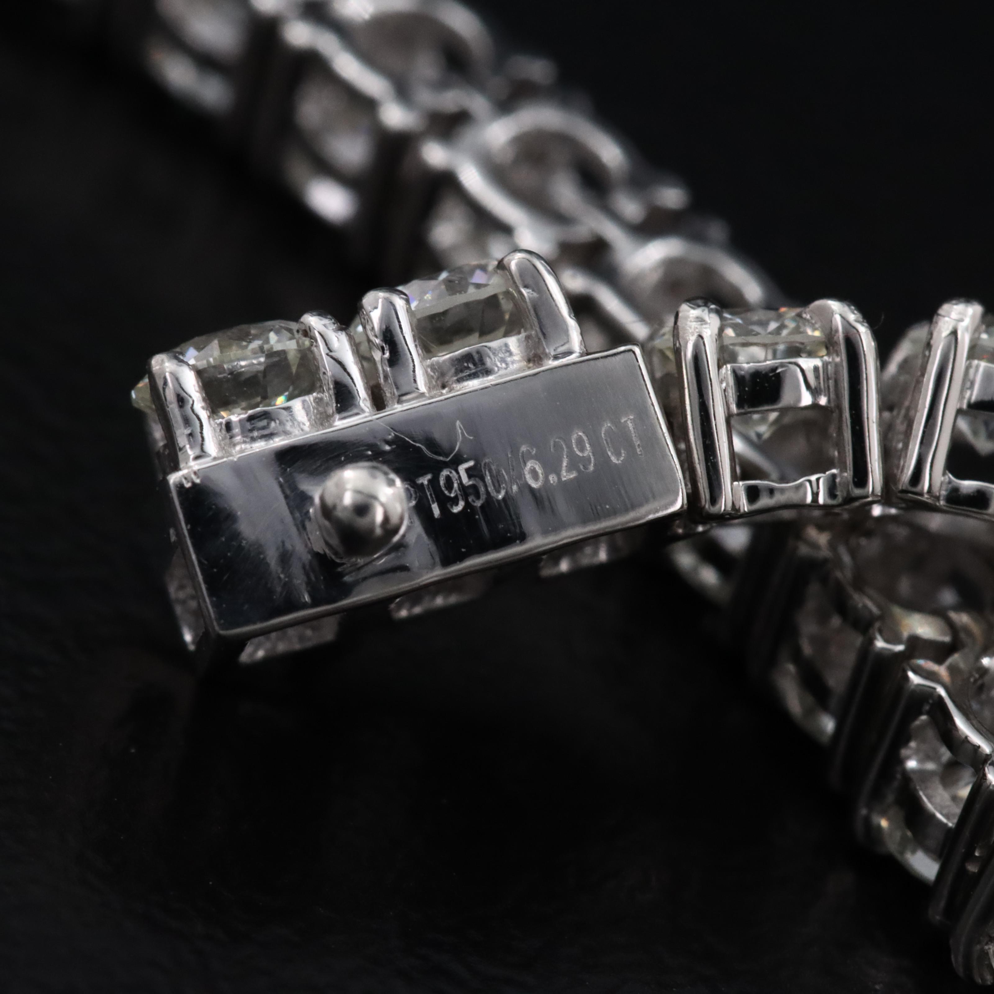Platinum 6.29 CTW Diamond Line Bracelet