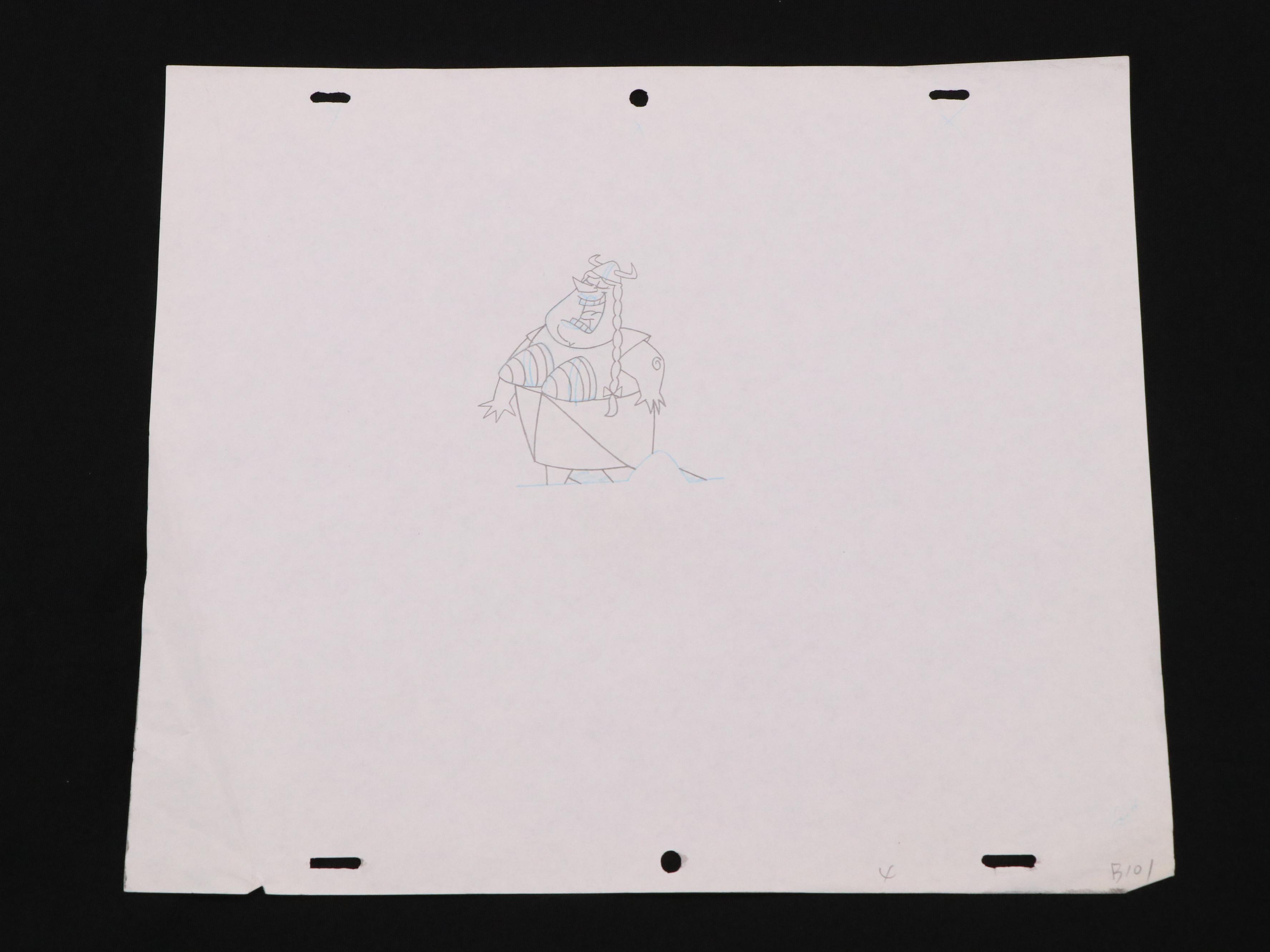 Animation Lot Including Sketches and Hand-Painted Backdrop for Cels