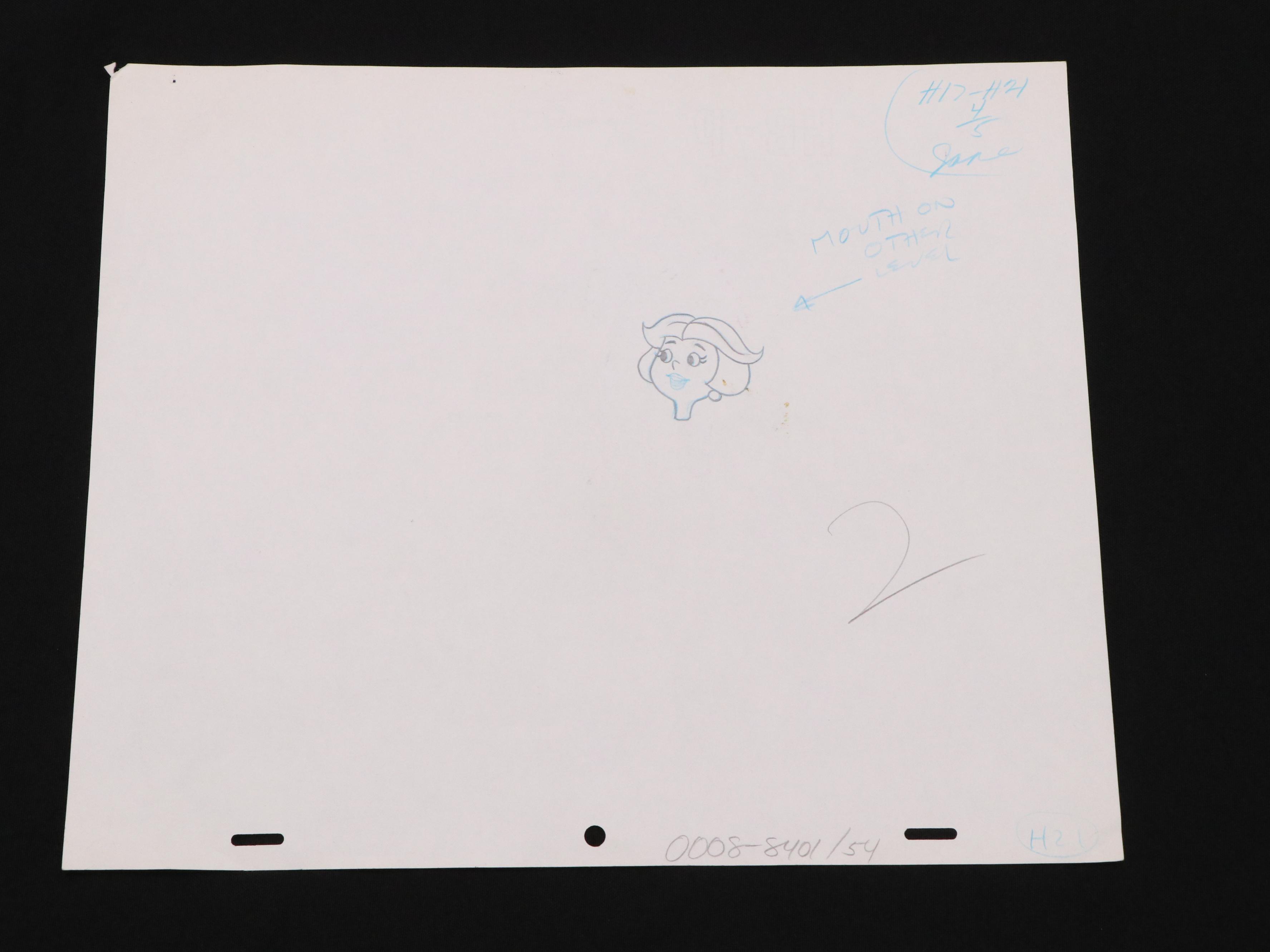 Animation Lot Including Sketches and Hand-Painted Backdrop for Cels