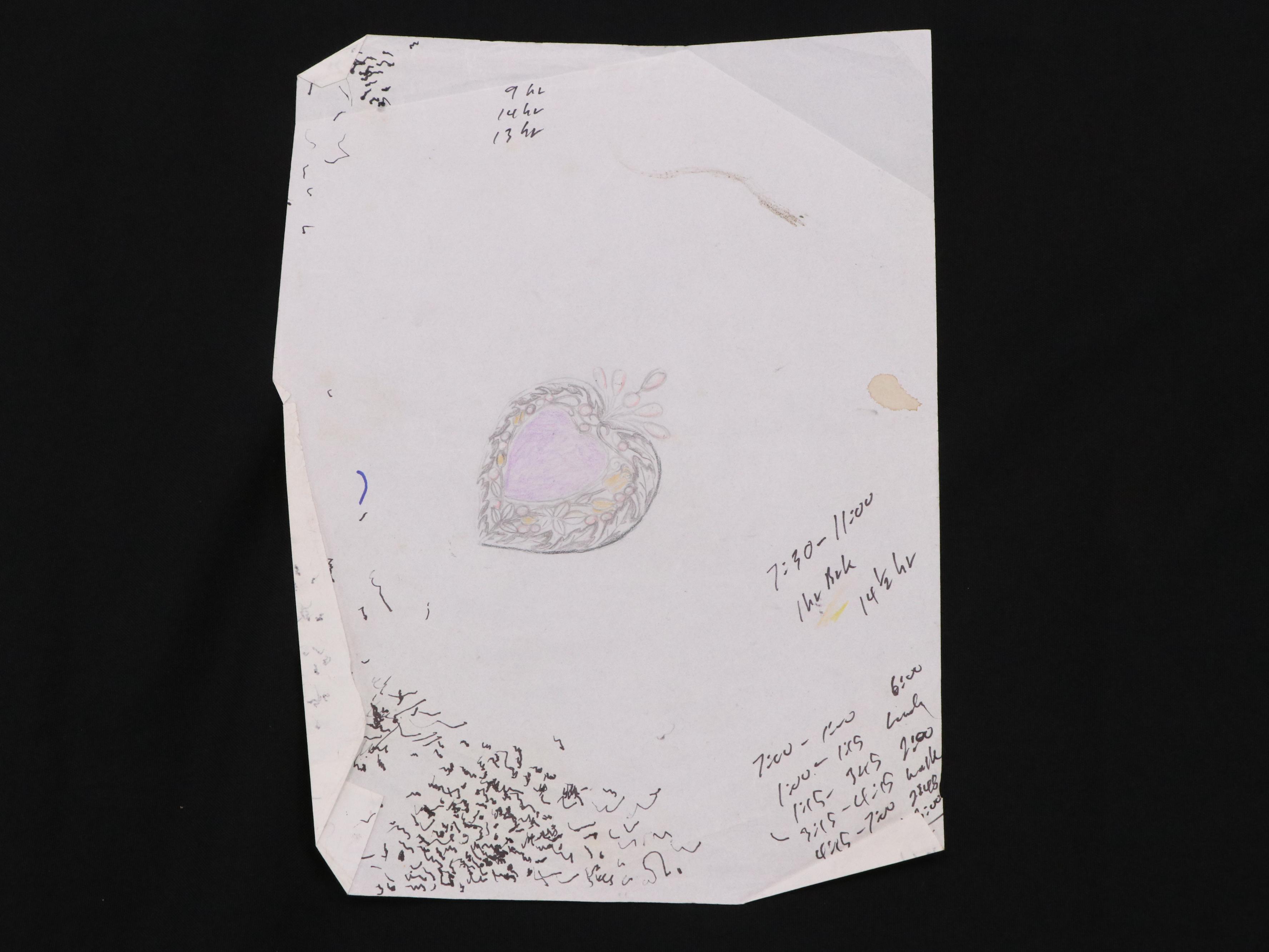 Animation Lot Including Sketches and Hand-Painted Backdrop for Cels