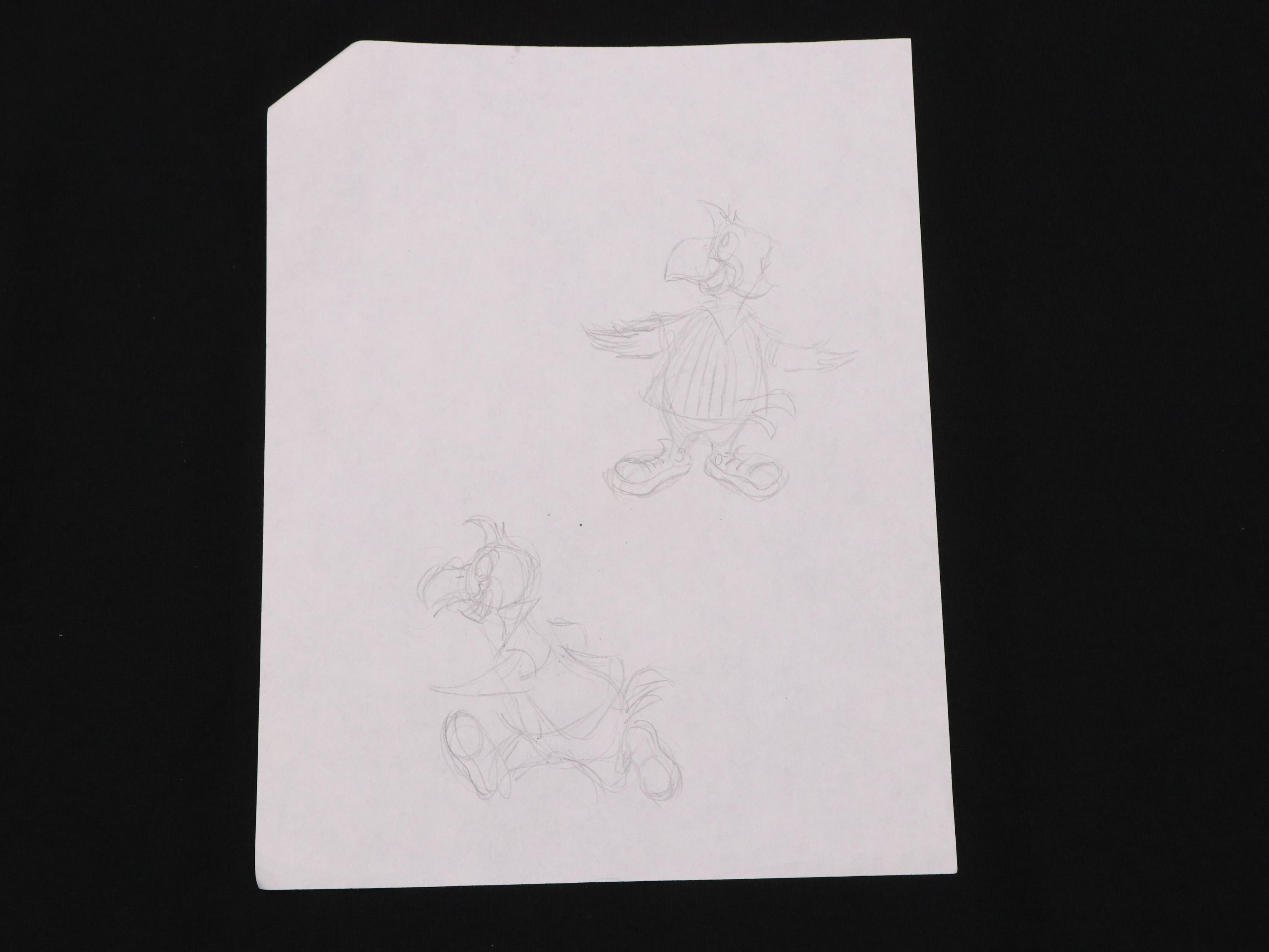 Animation Lot Including Sketches and Hand-Painted Backdrop for Cels