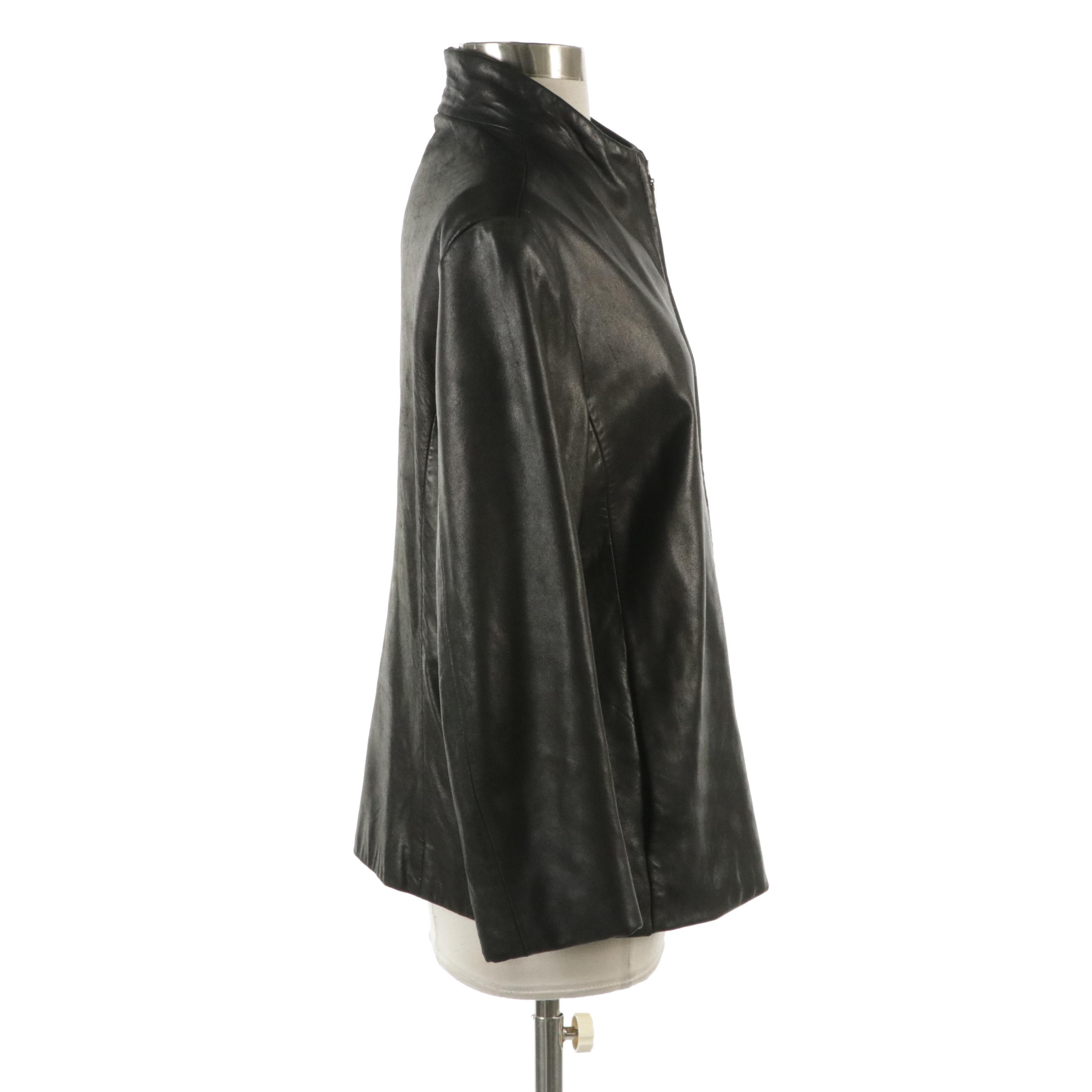 Tiboa Leathers Vintage Zipper-Front Leather Jacket