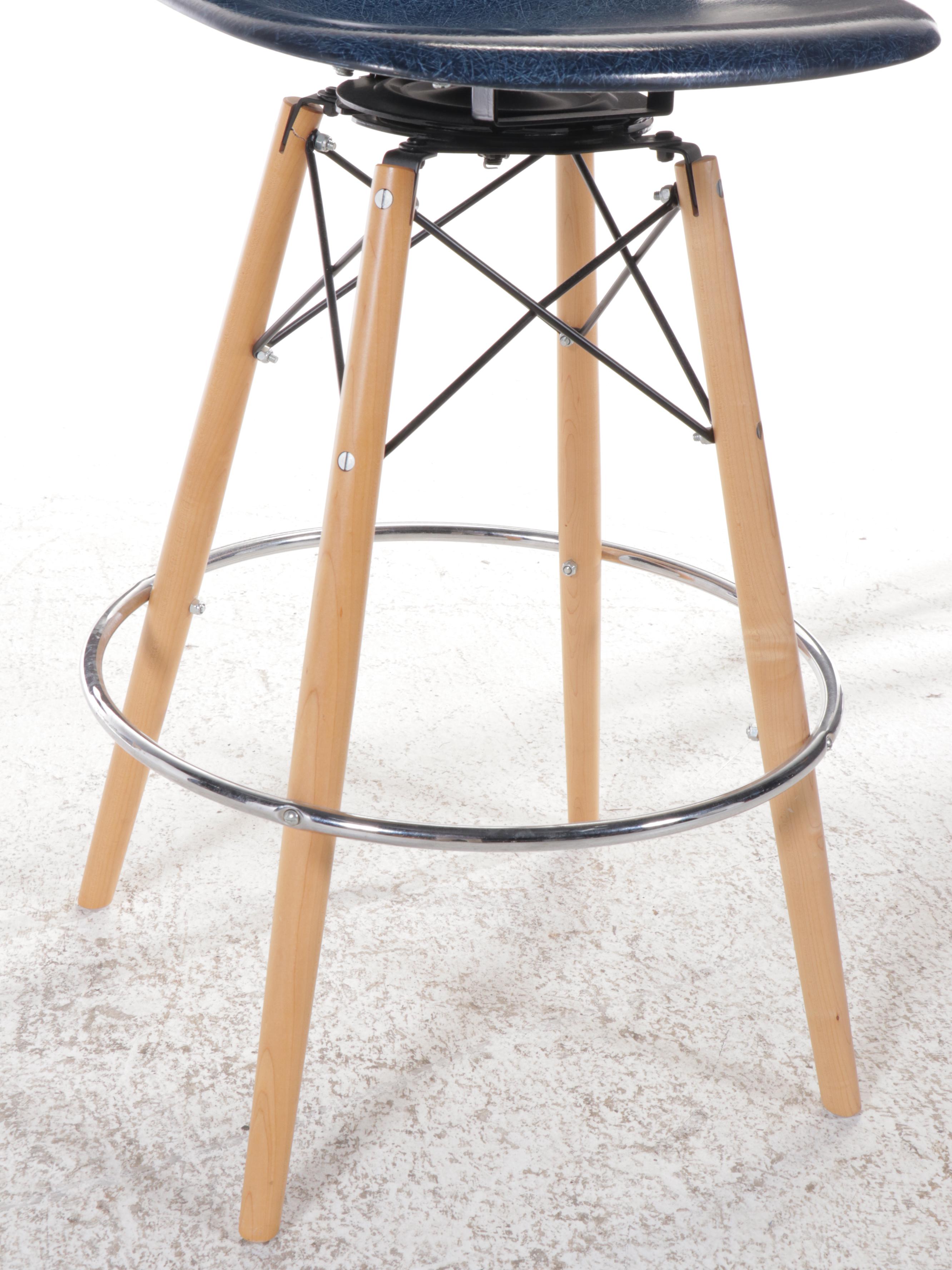 Set of Three Modernica Swivel Barstools with Molded Fiberglass Seats