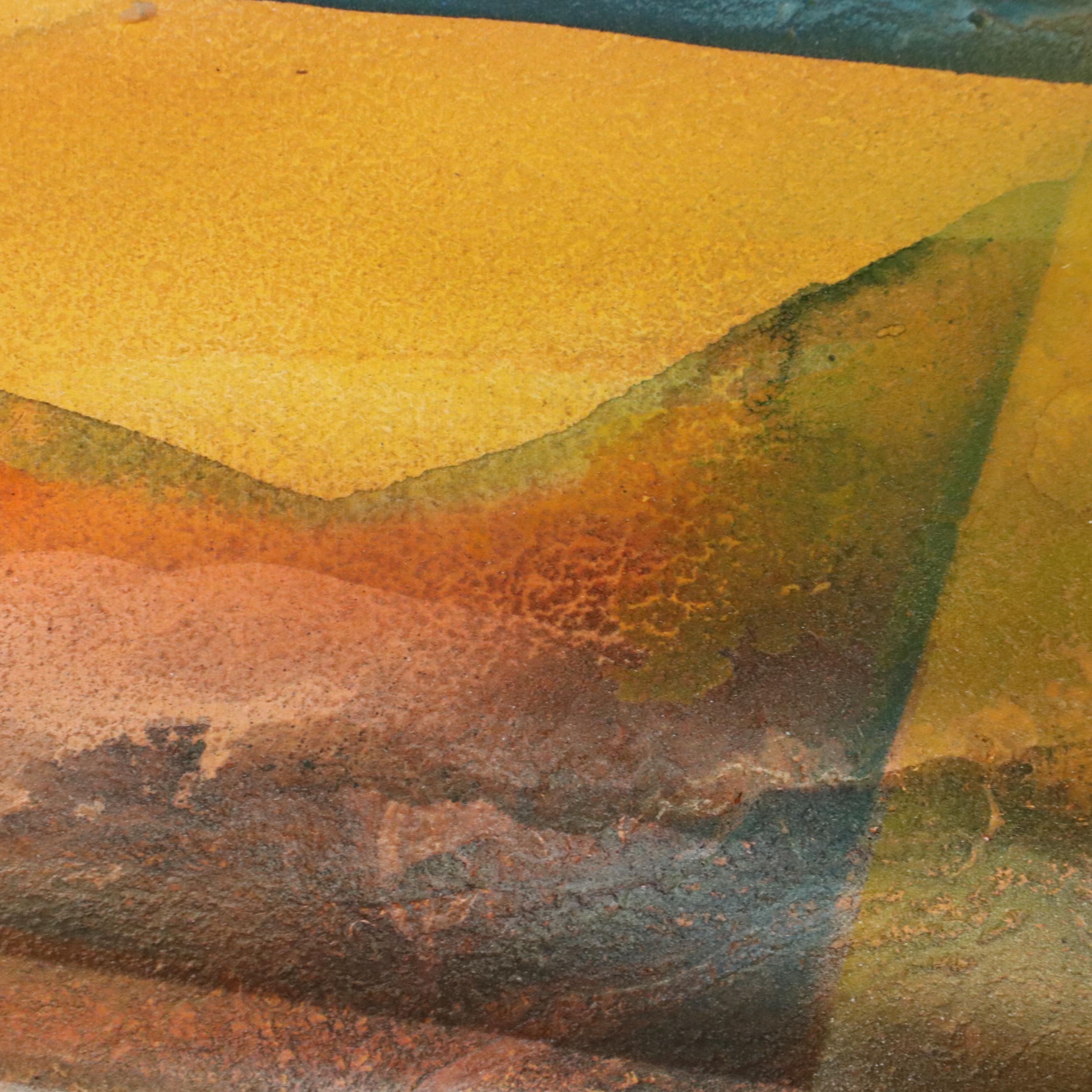 Elba Alvarez Mixed Media Abstract Color Field Diptych, 1971