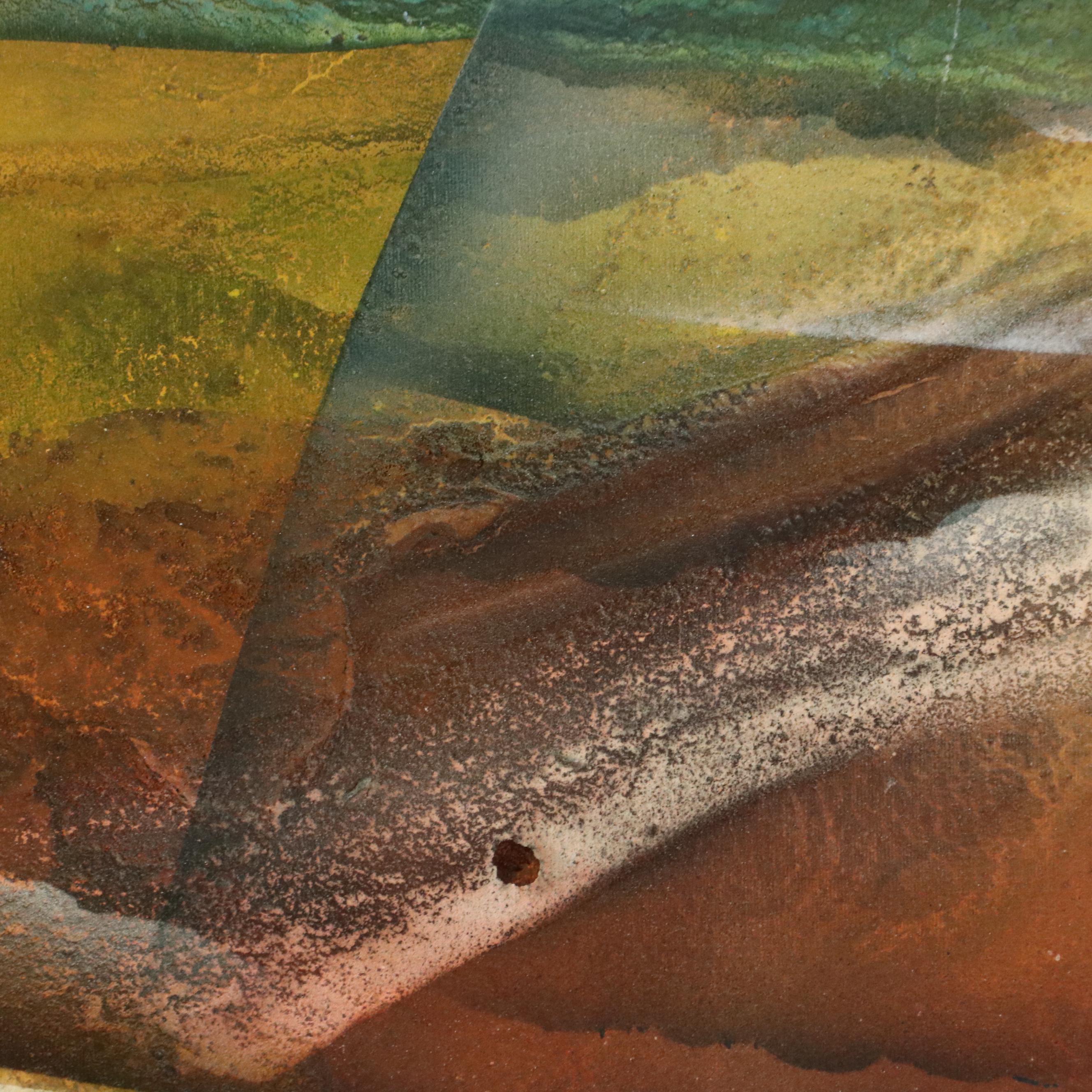 Elba Alvarez Mixed Media Abstract Color Field Diptych, 1971