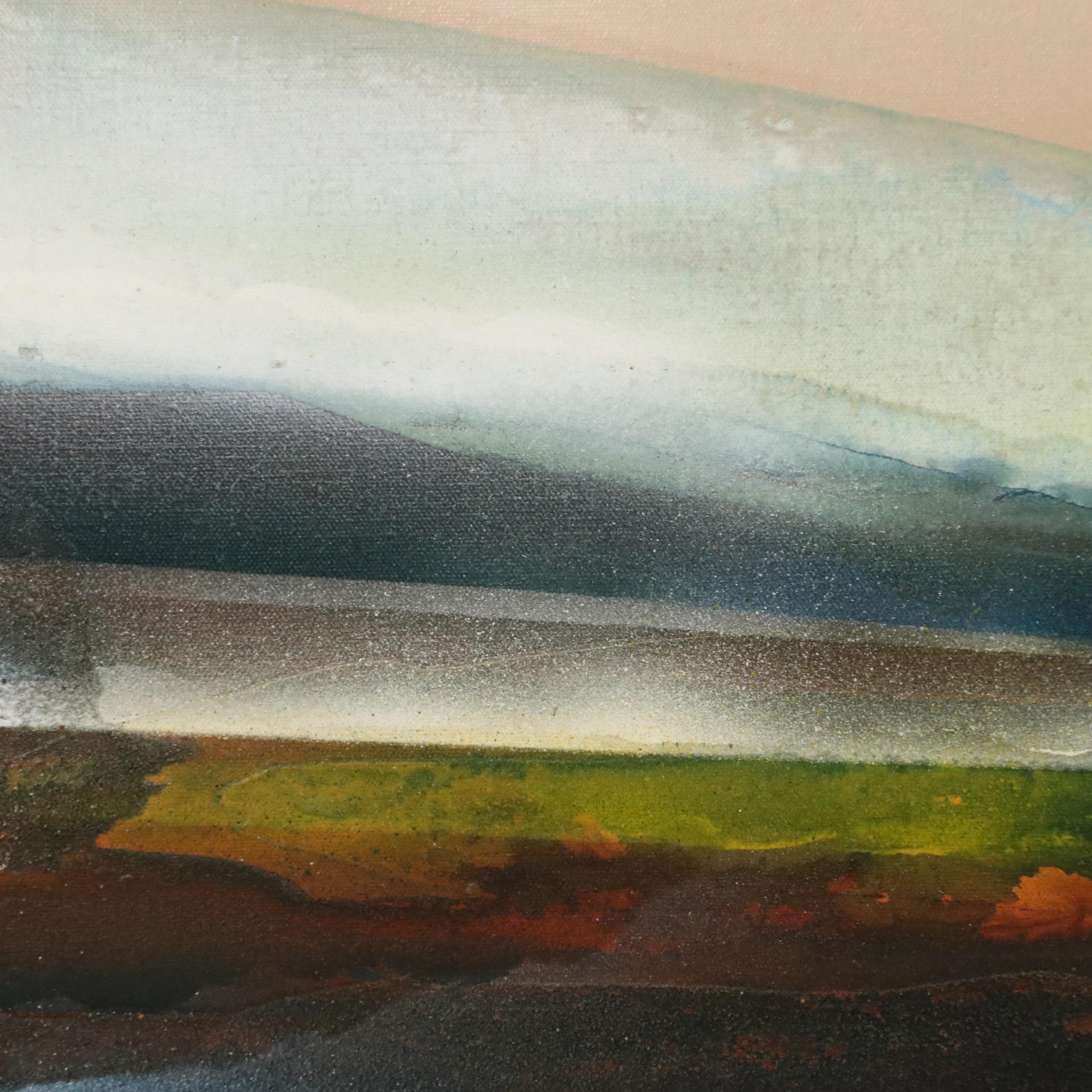 Elba Alvarez Mixed Media Abstract Color Field Diptych, 1971