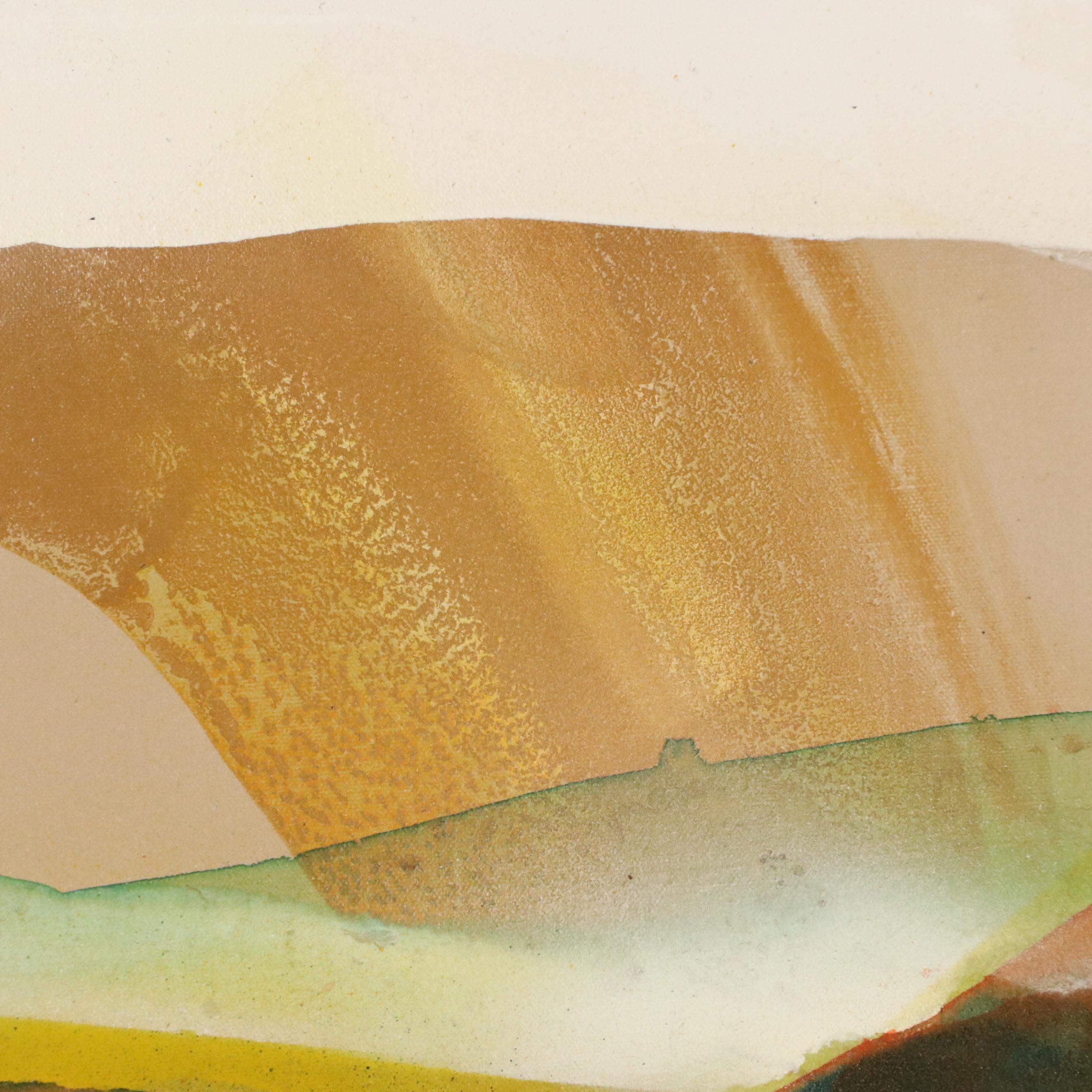 Elba Alvarez Mixed Media Abstract Color Field Diptych, 1971