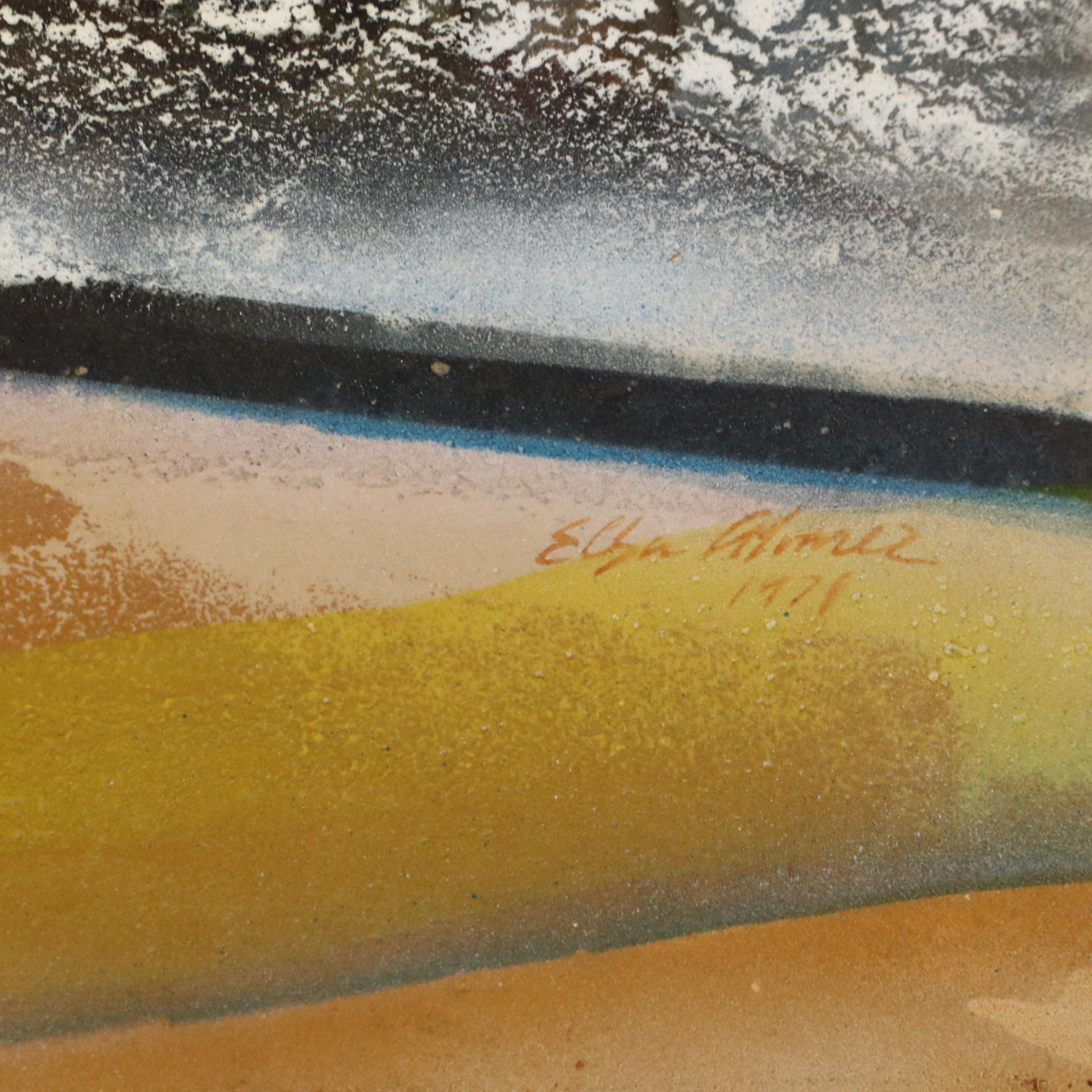 Elba Alvarez Mixed Media Abstract Color Field Diptych, 1971