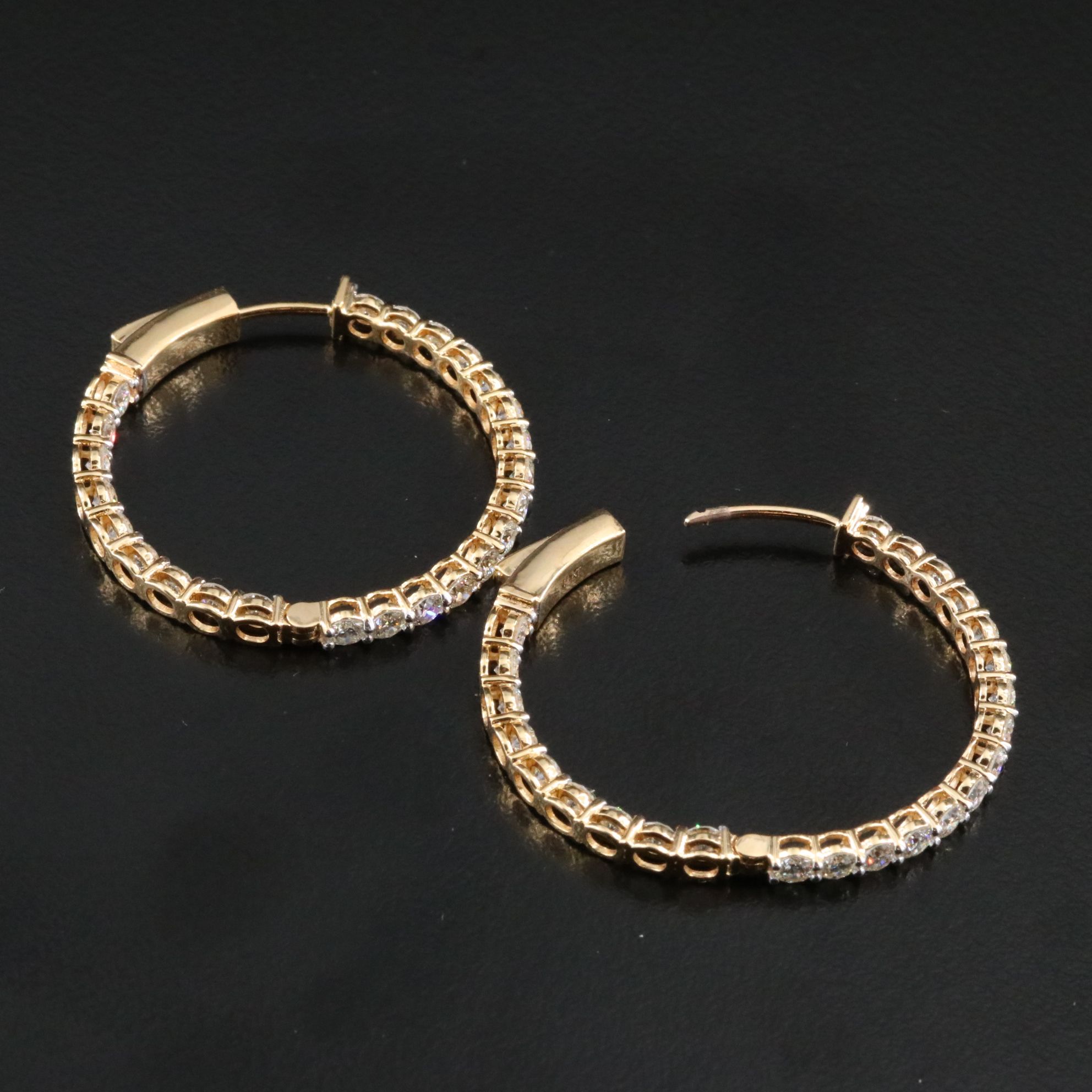 14K 4.08 CTW Diamond Inside-Out Hoop Earrings