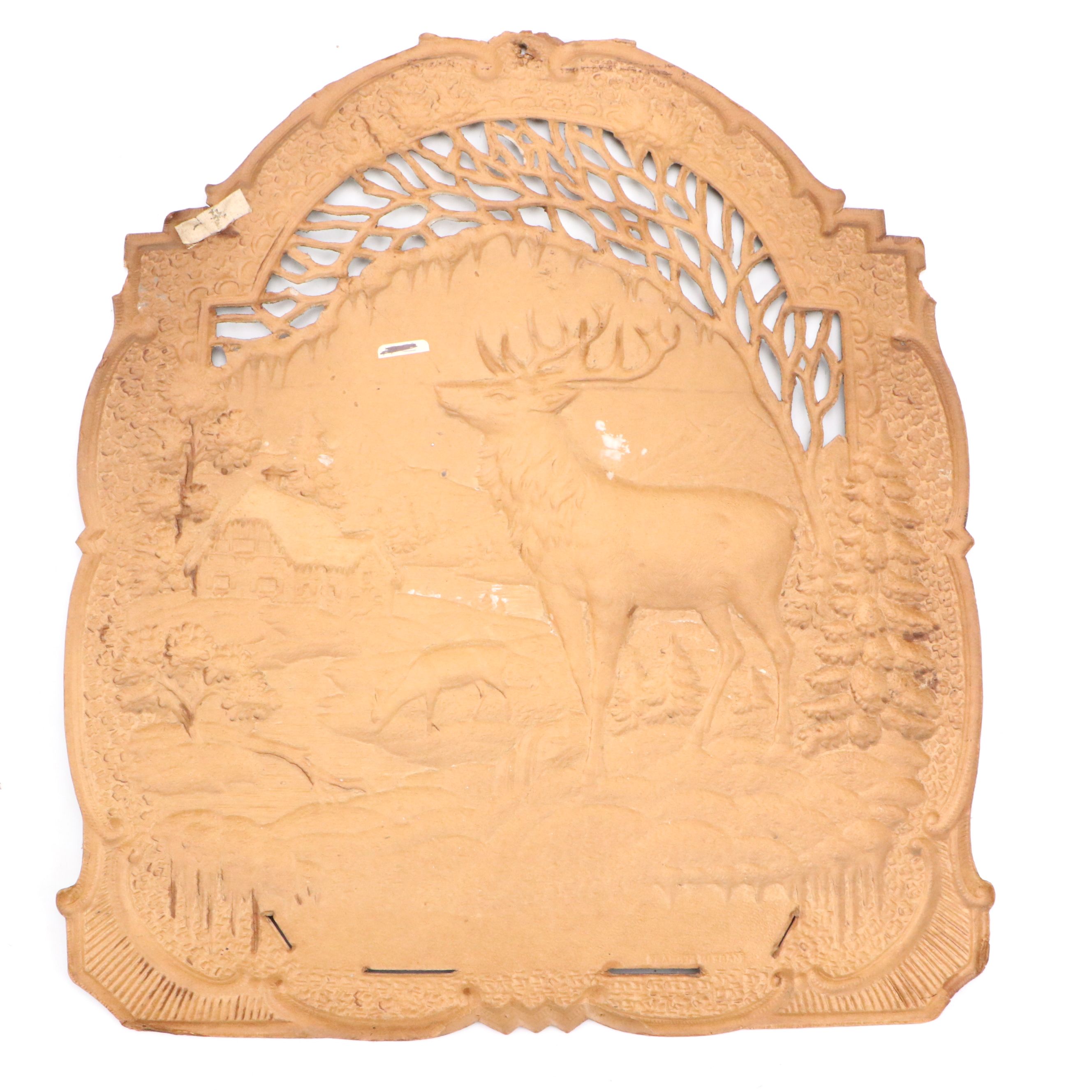 Bordered Boreal Reindeer Scene Leather Signs