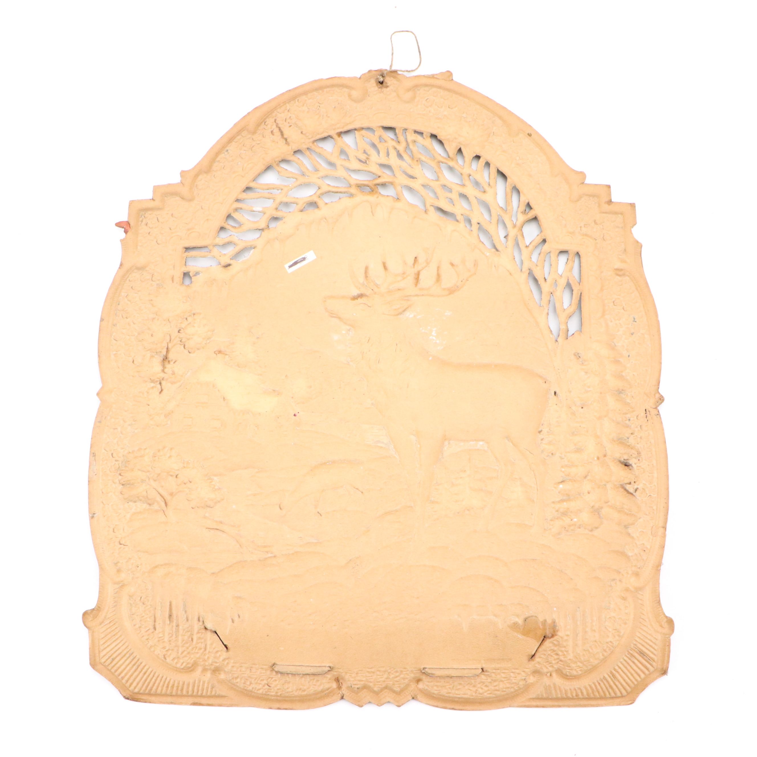 Bordered Boreal Reindeer Scene Leather Signs