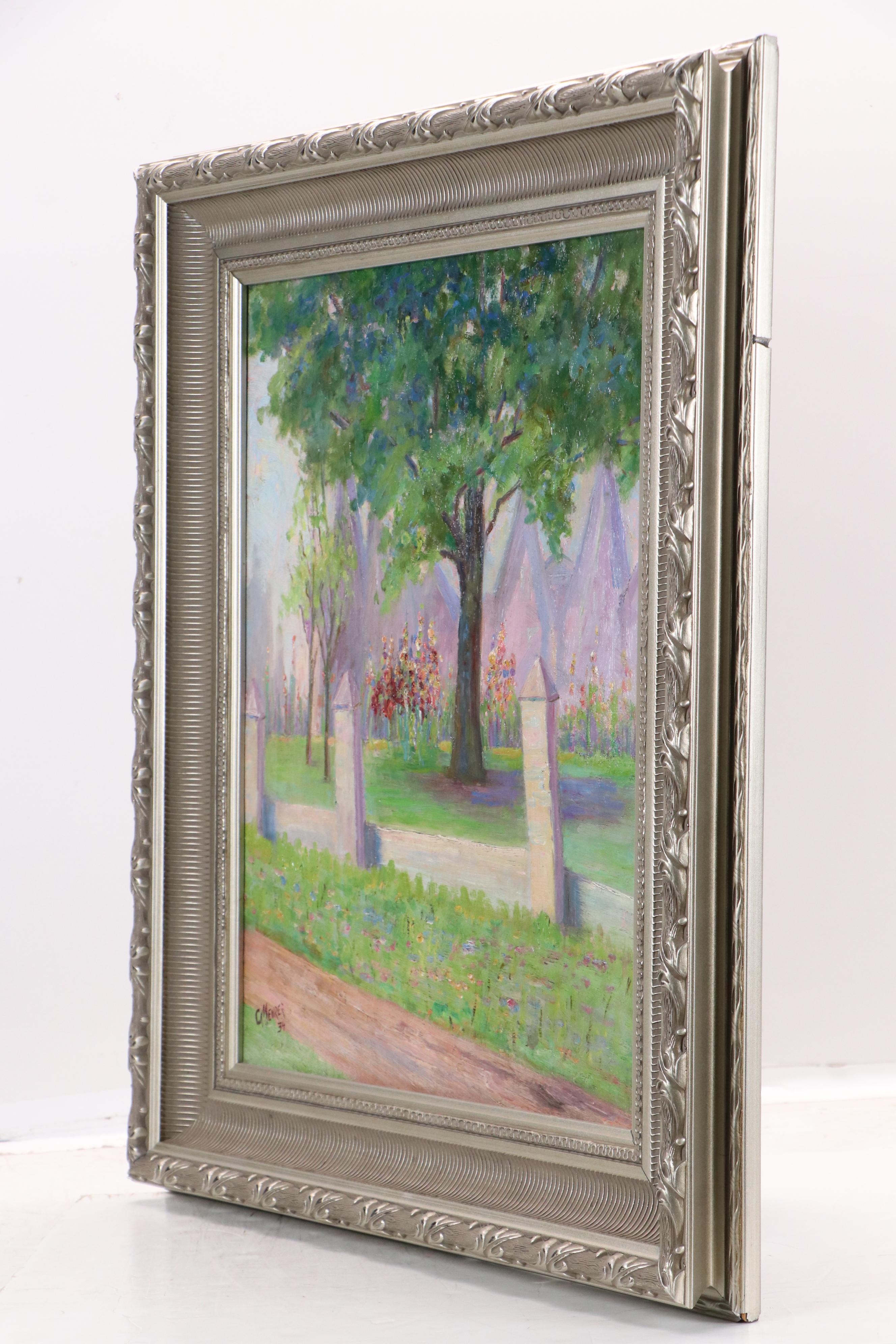 Charles Meurer Oil Painting of Spring Landscape, 1934