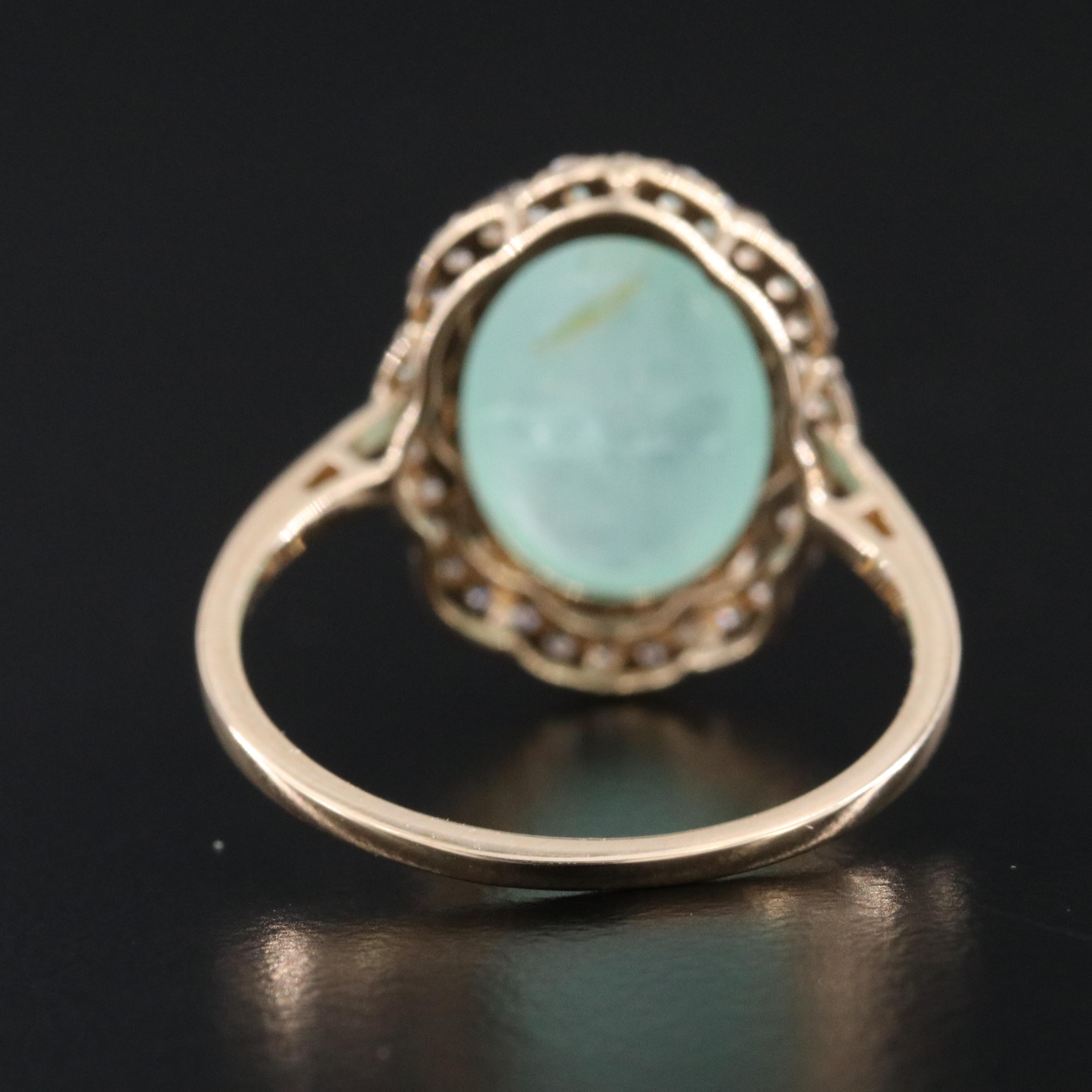 14K Green Beryl and White Sapphire Ring