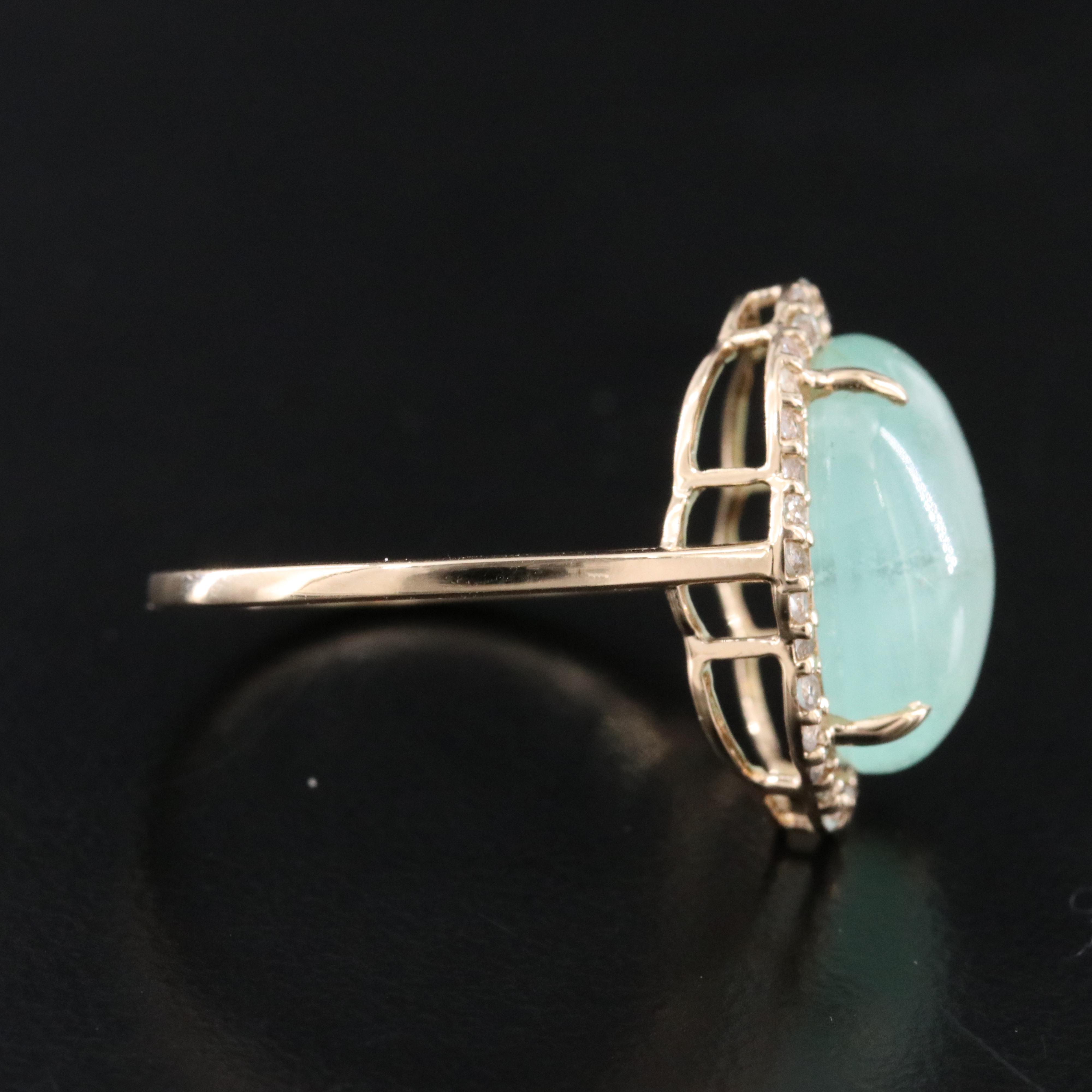 14K Green Beryl and White Sapphire Ring