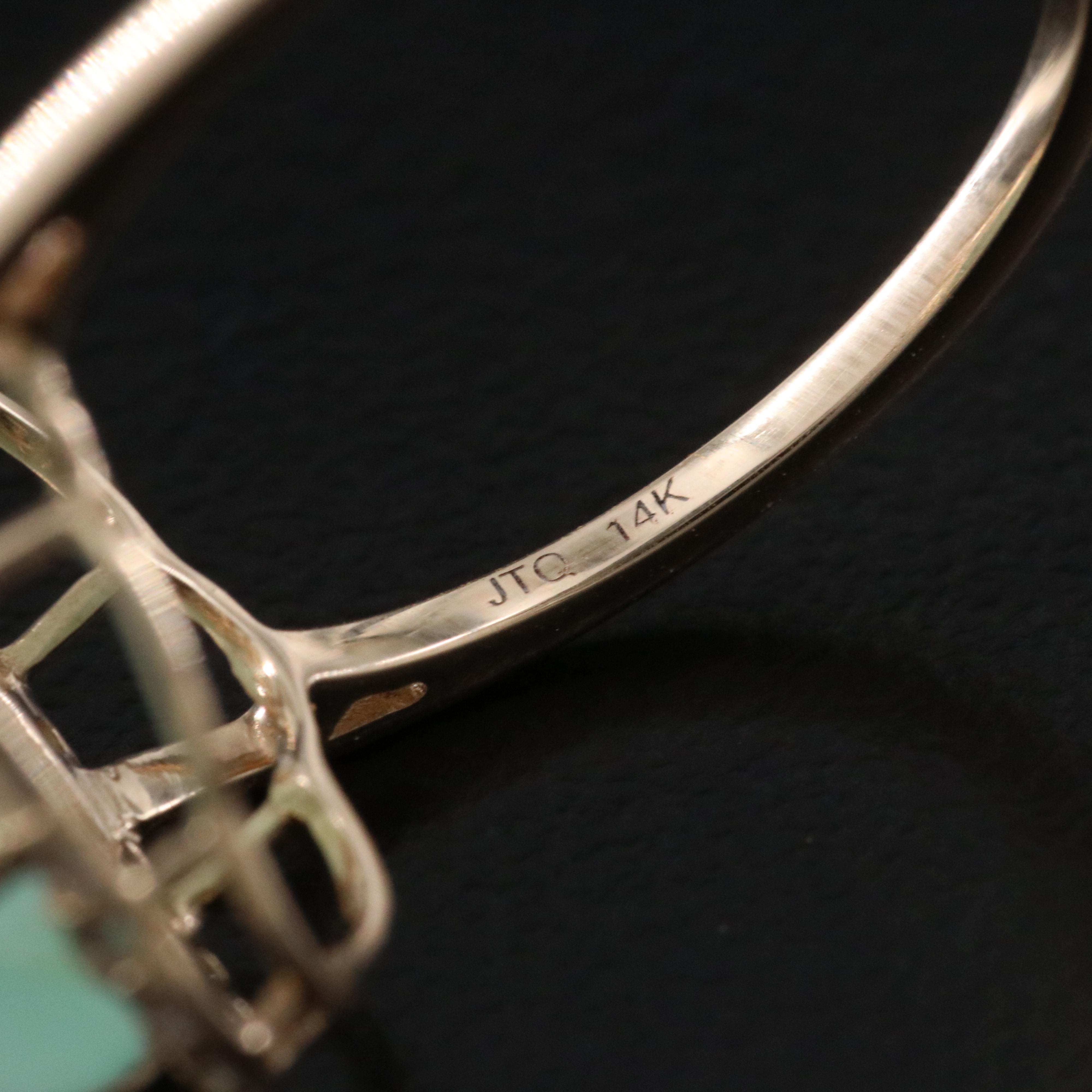 14K Green Beryl and White Sapphire Ring