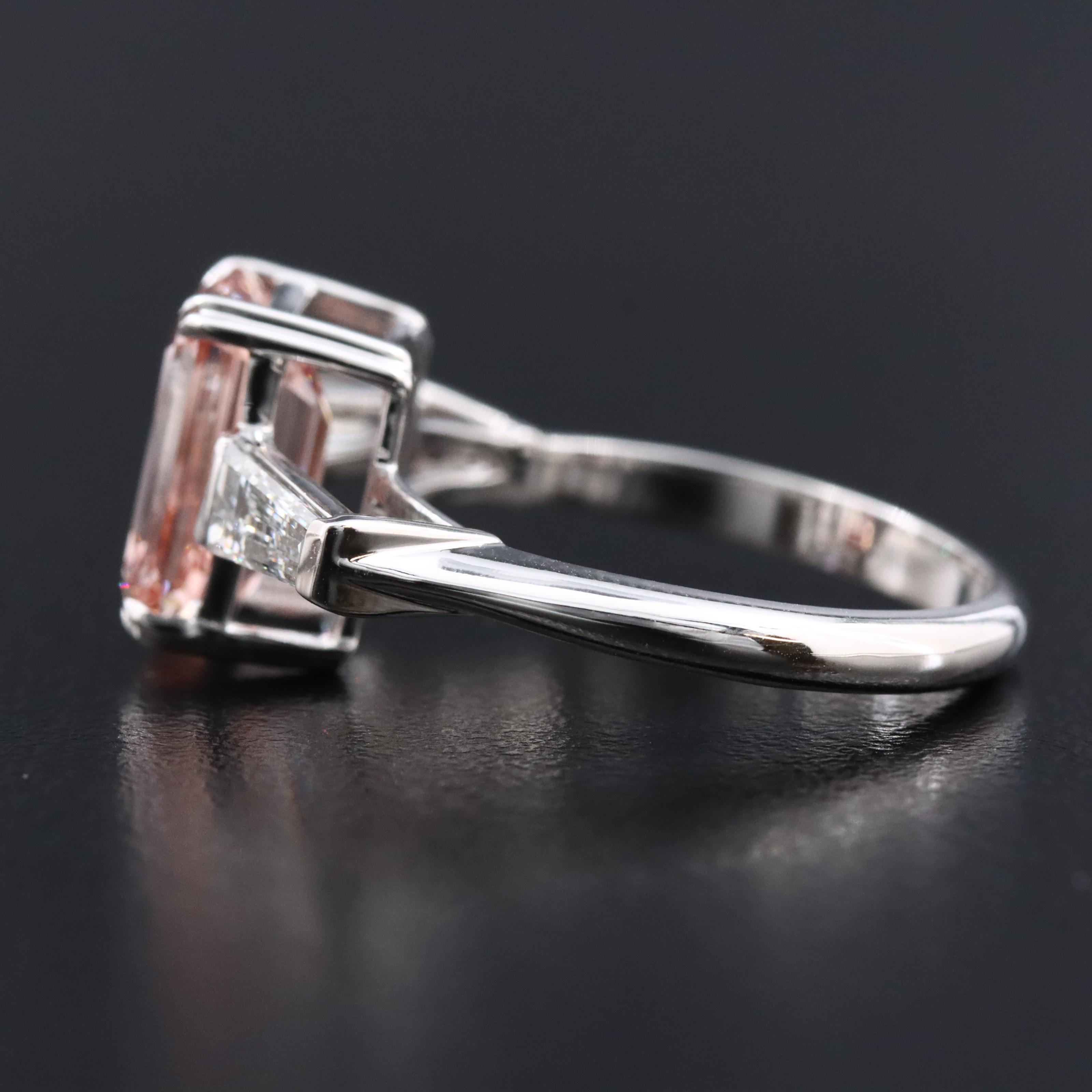 14K 3.57 CTW Lab Grown Diamond Ring with Fancy Pink Center and IGI Report