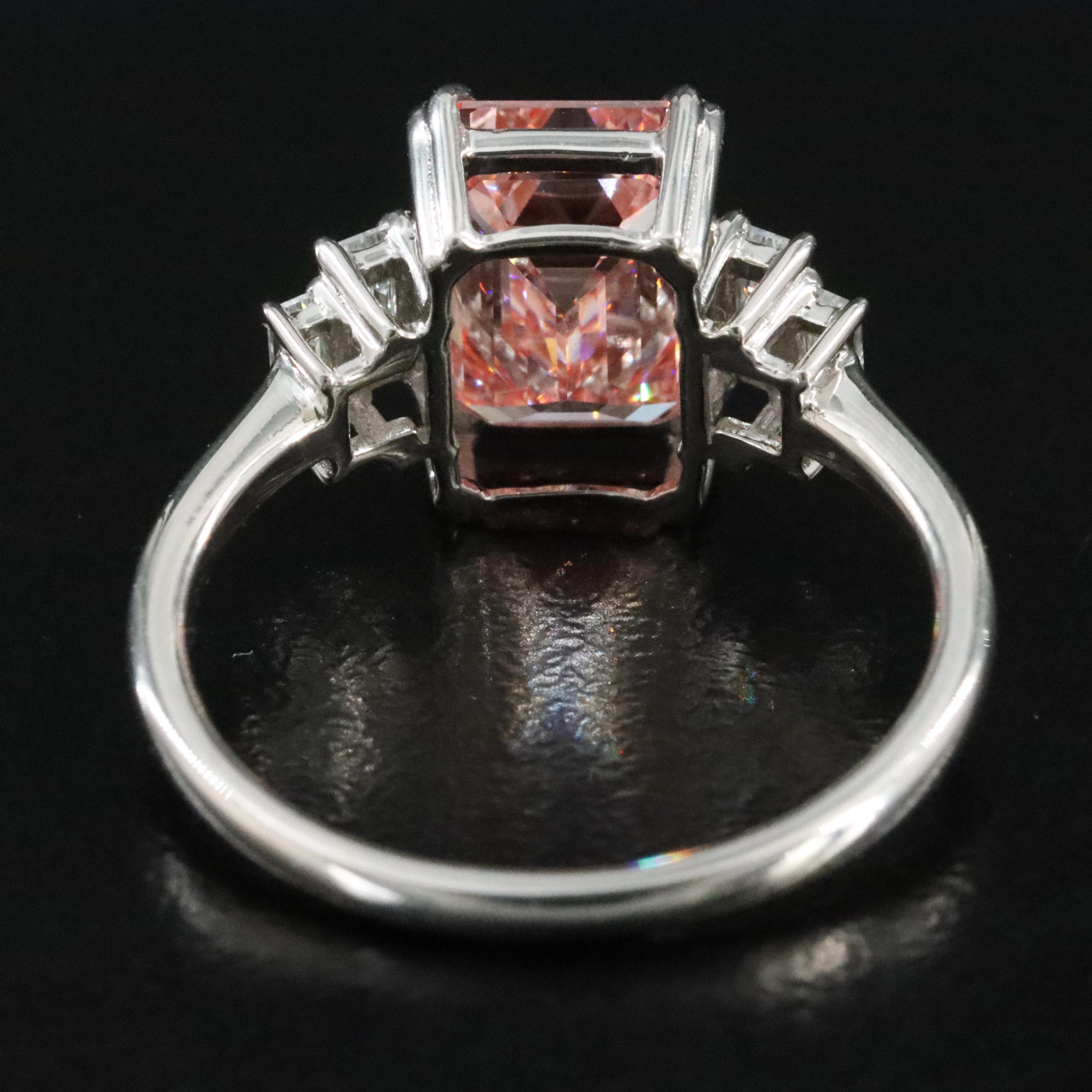Platinum 3.38 CTW Lab Grown Diamond Ring with Fancy Pink Center and IGI Report