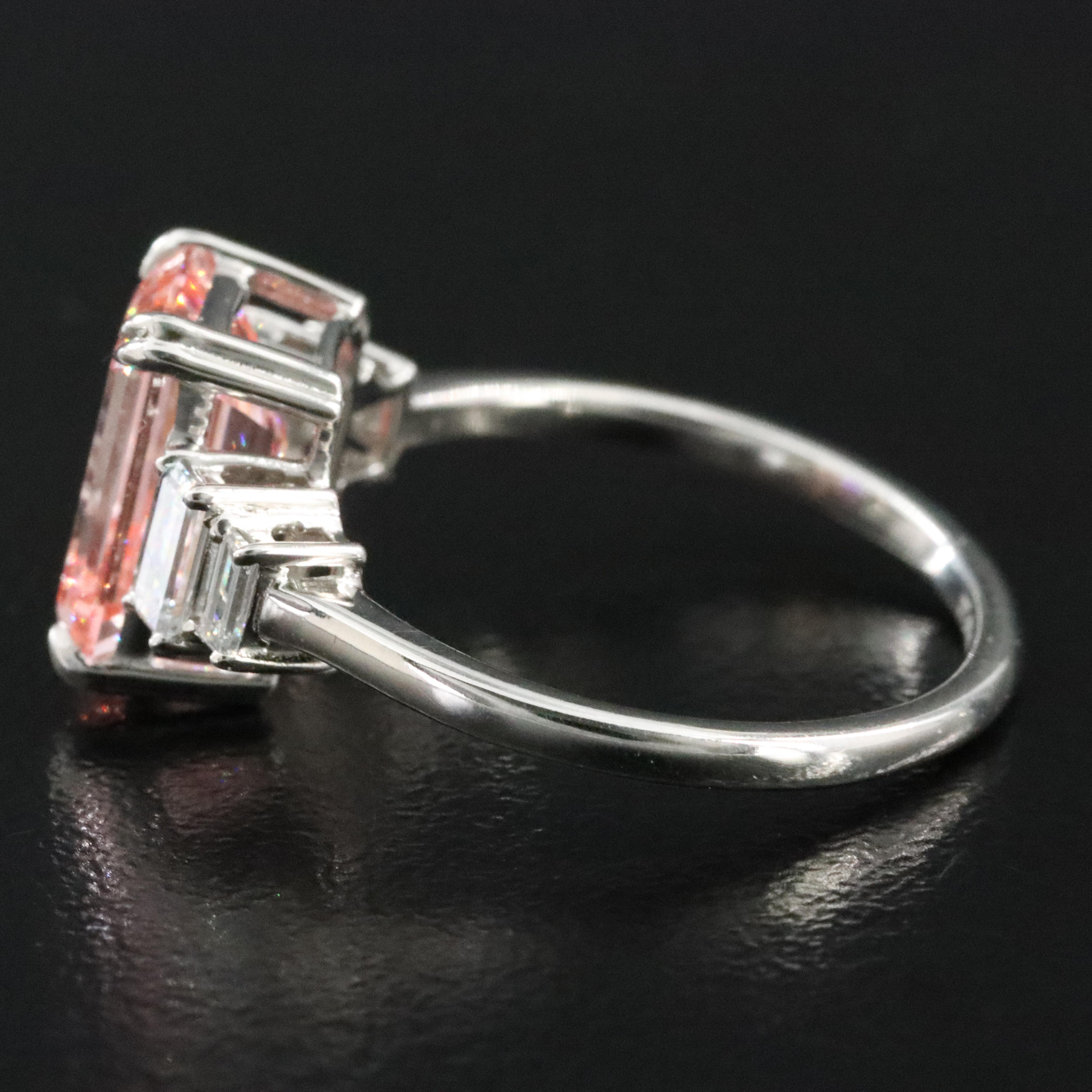 Platinum 3.38 CTW Lab Grown Diamond Ring with Fancy Pink Center and IGI Report