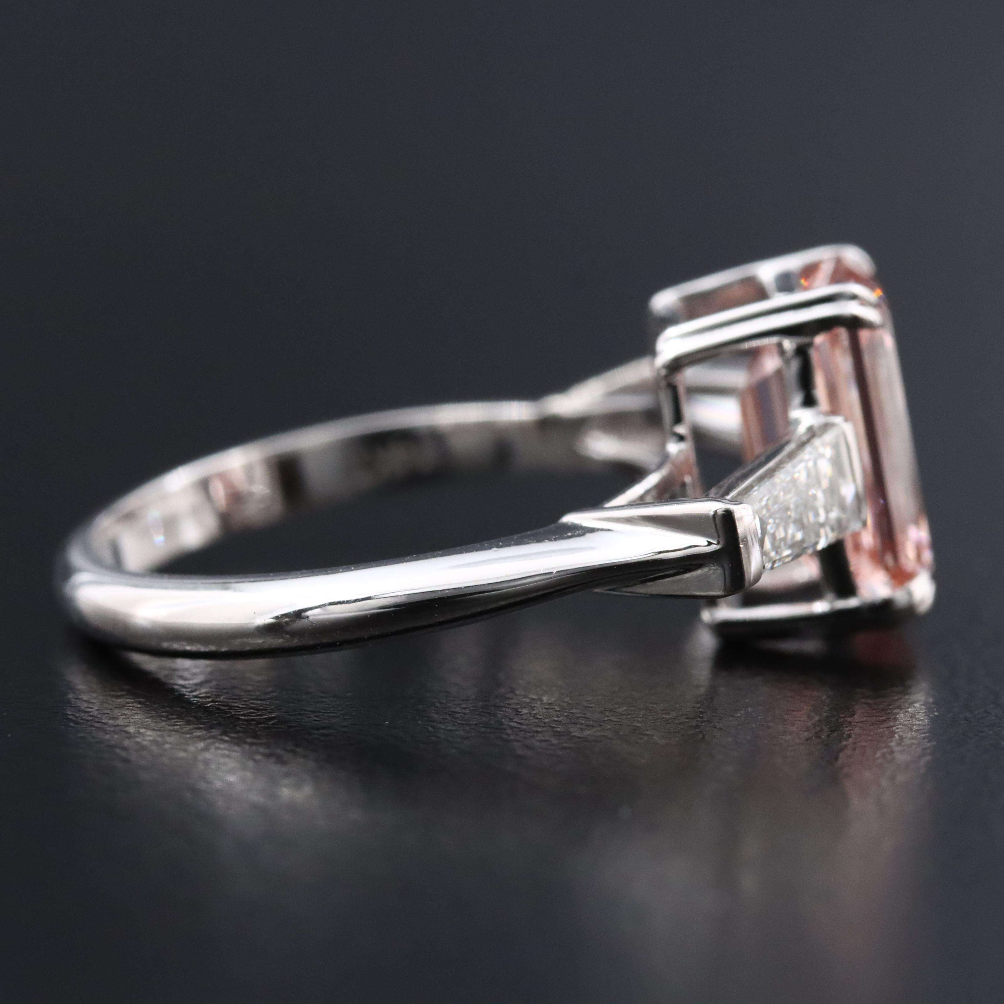 14K 3.57 CTW Lab Grown Diamond Ring with Fancy Pink Center and IGI Report