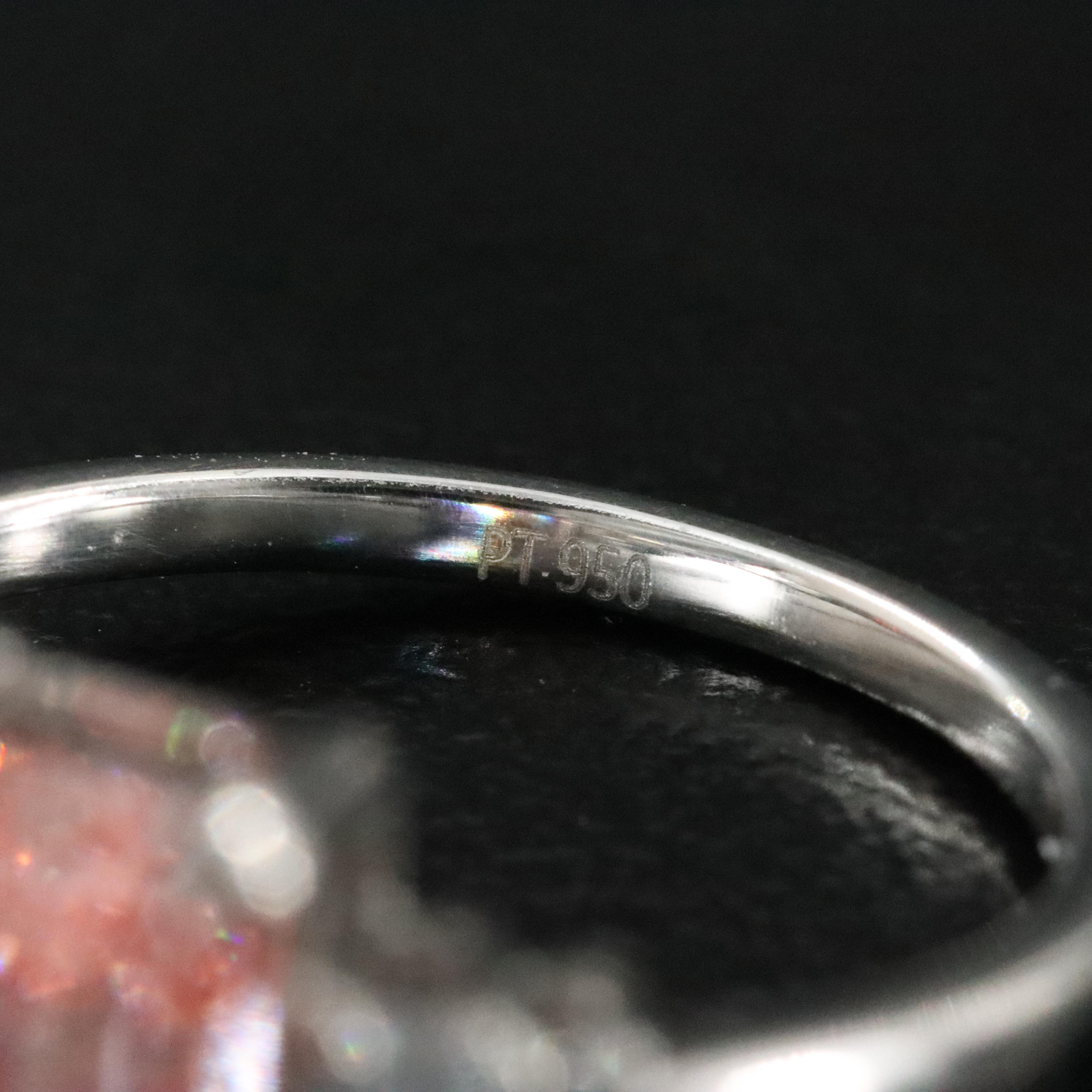 Platinum 3.38 CTW Lab Grown Diamond Ring with Fancy Pink Center and IGI Report